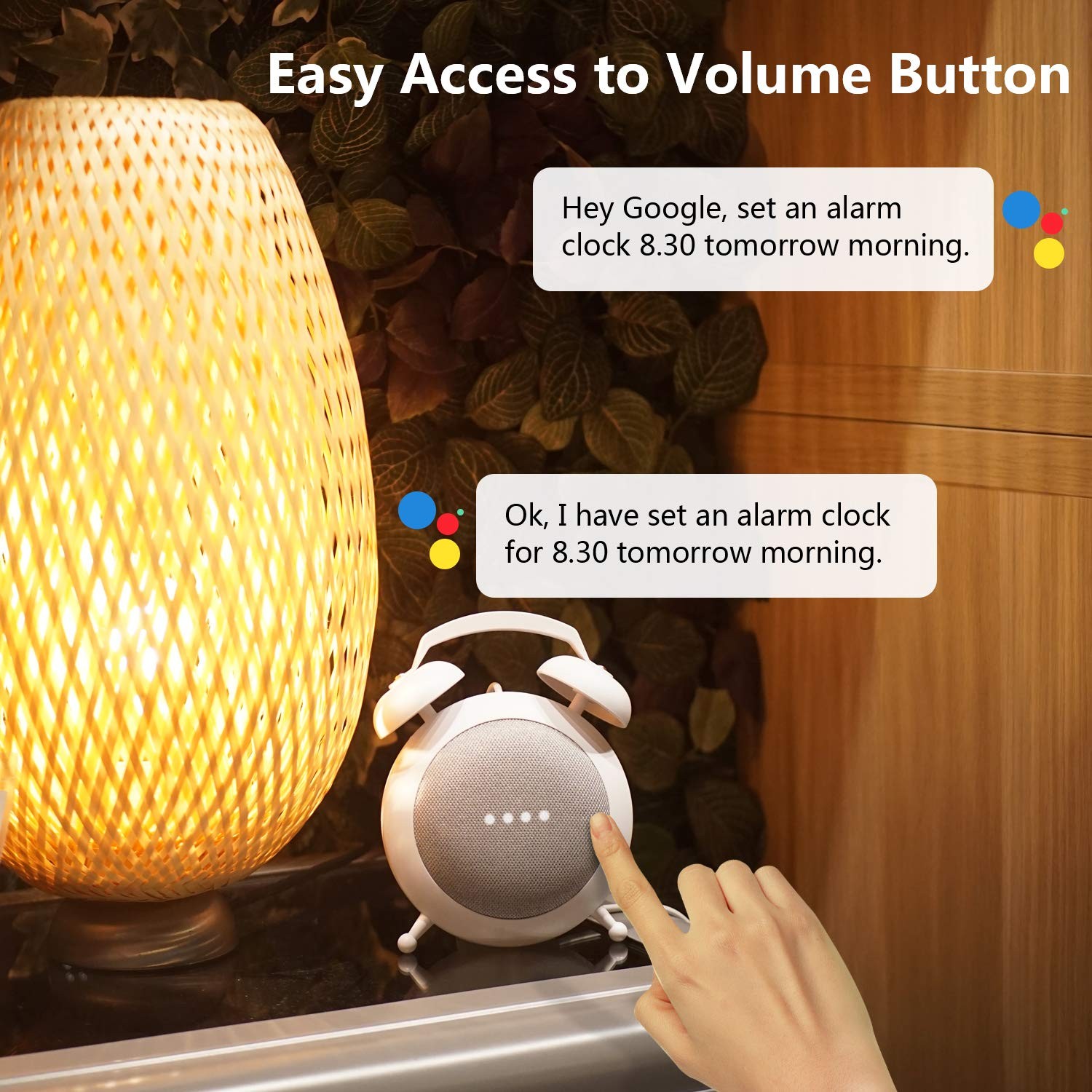 Google Home Mini Stand Holder, Retro Alarm Clock Mount Base White