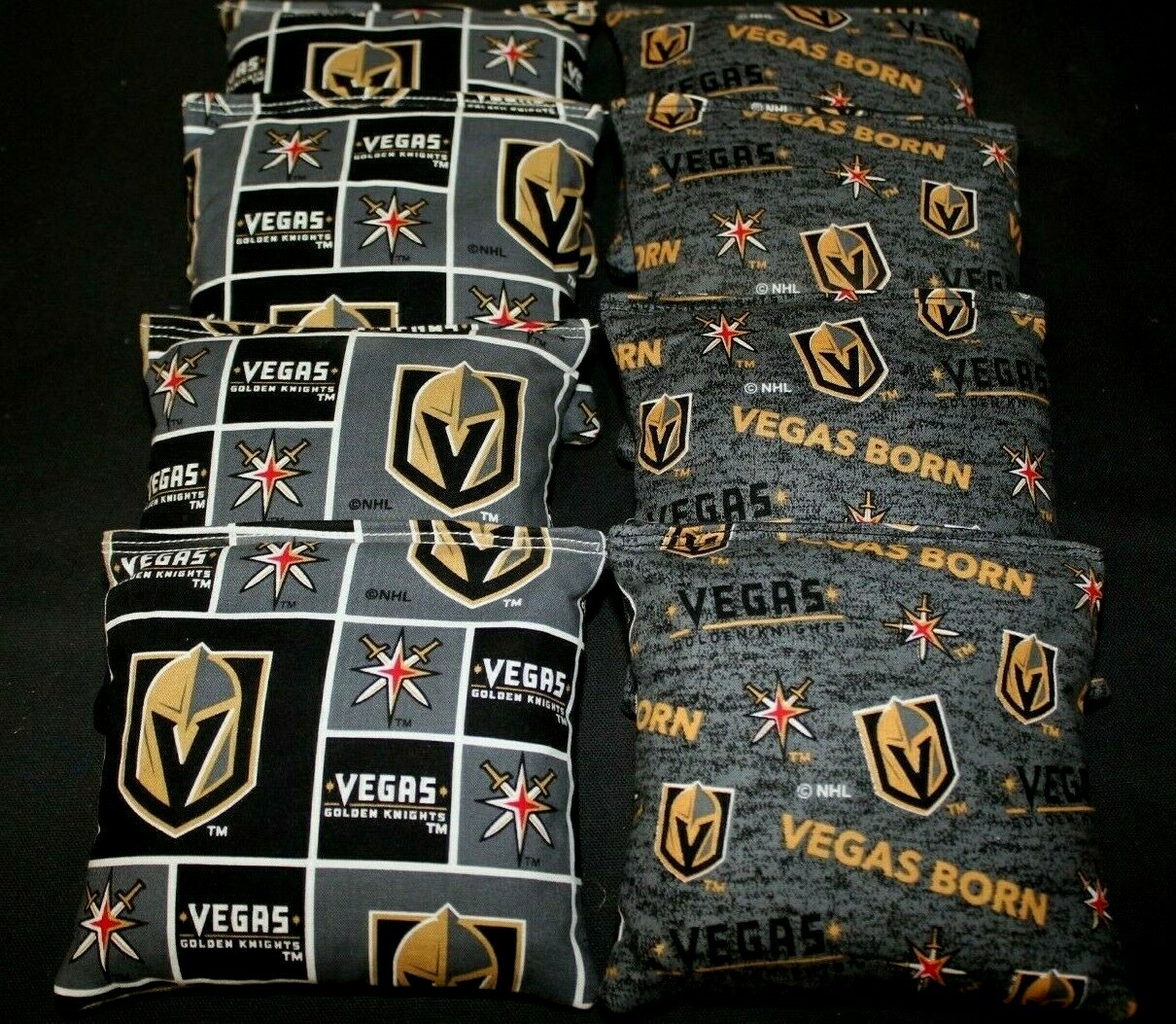 VEGAS GOLDEN KNIGHTS CORNHOLE BEAN BAGS 8 ACA REGULATION NHL FAN GIFTS !!