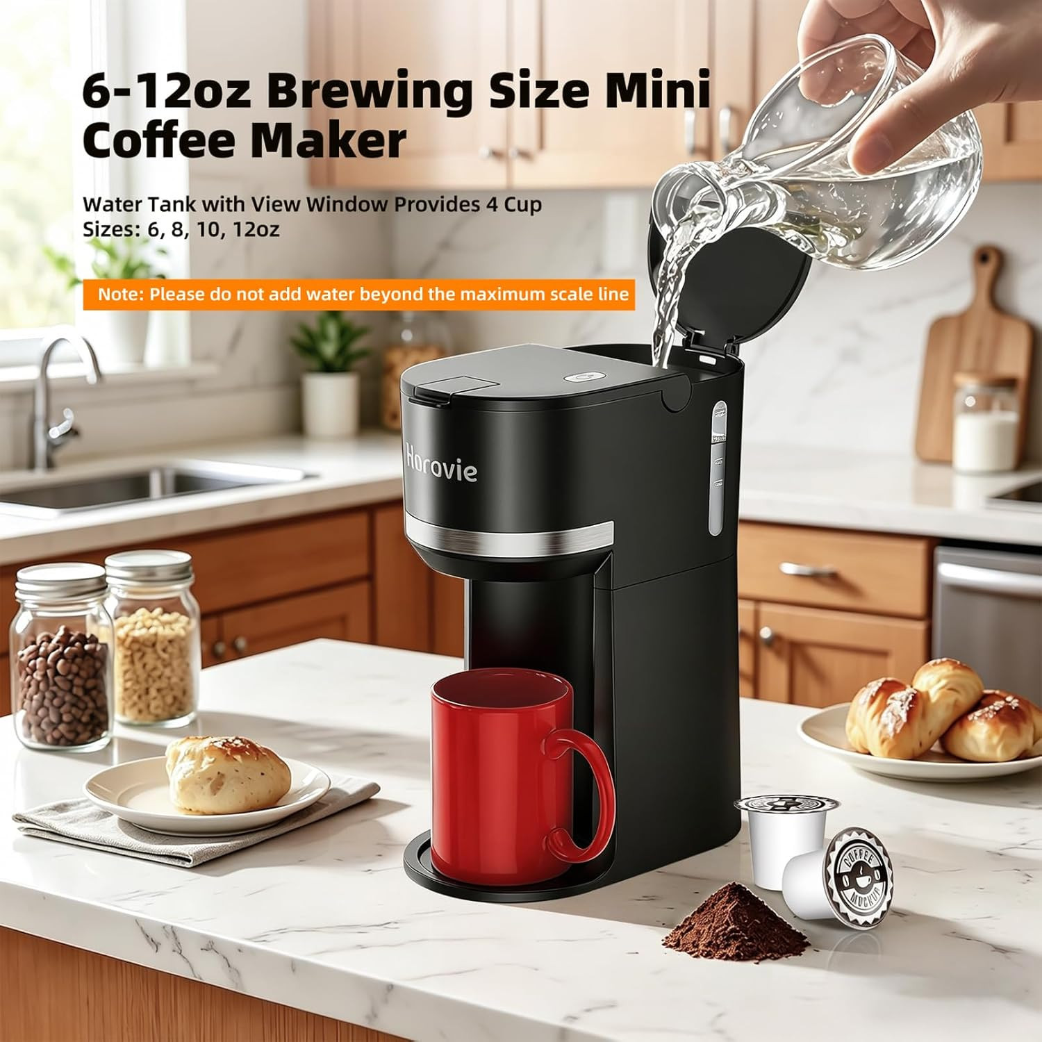 Small Single Serve Coffee Maker for K Cup and Grounds, Fast Brew One Cup Coffee
