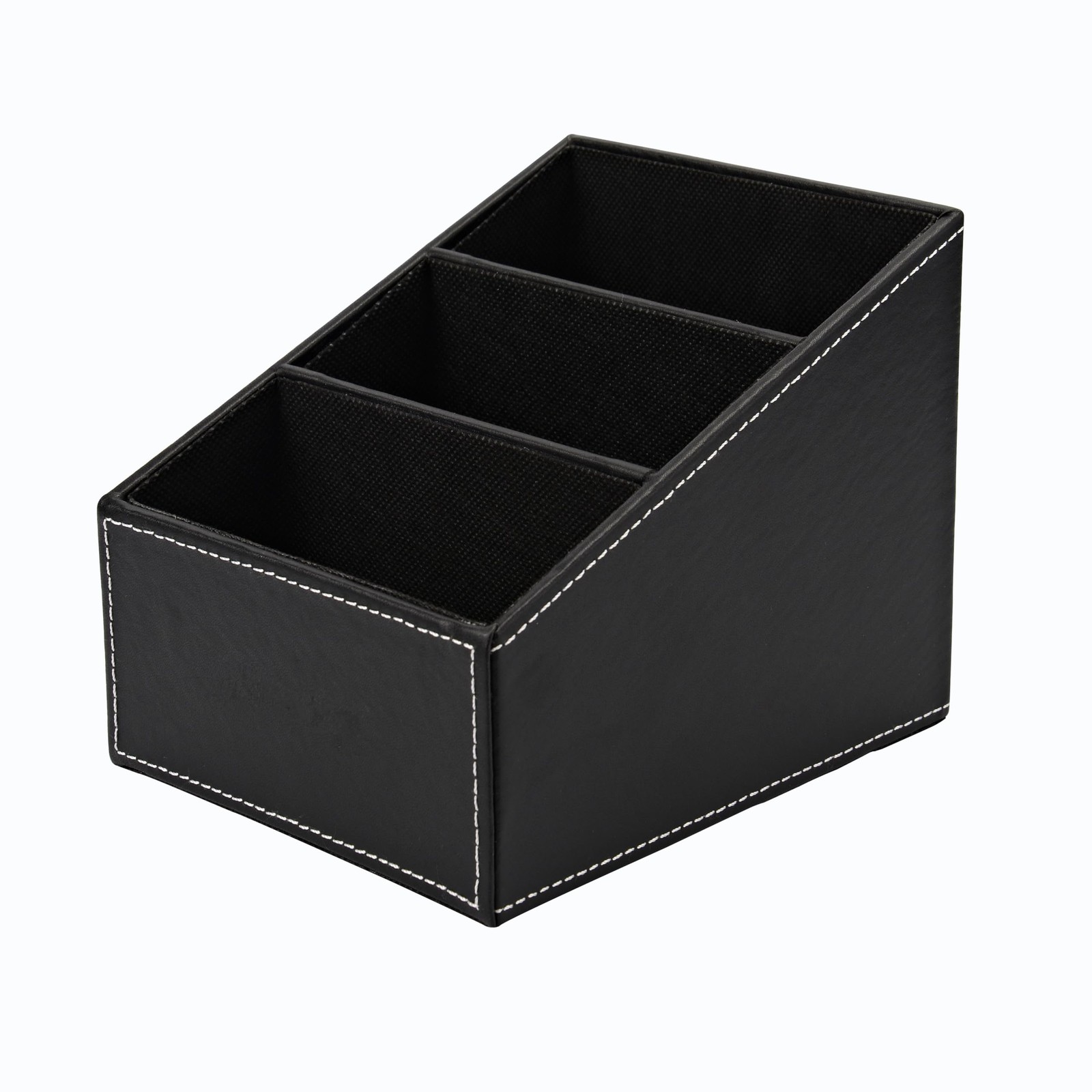 PU Leather Remote Control Holder Organizer with 3 Compartments, Stylish TV Re...