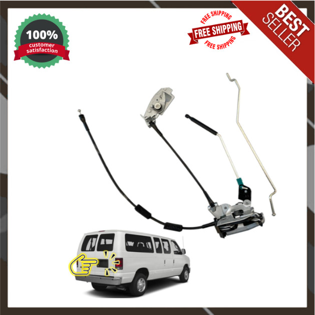 Door latch assembly w/cable&rod compatible for Ford E150 E250 E350 Rear...