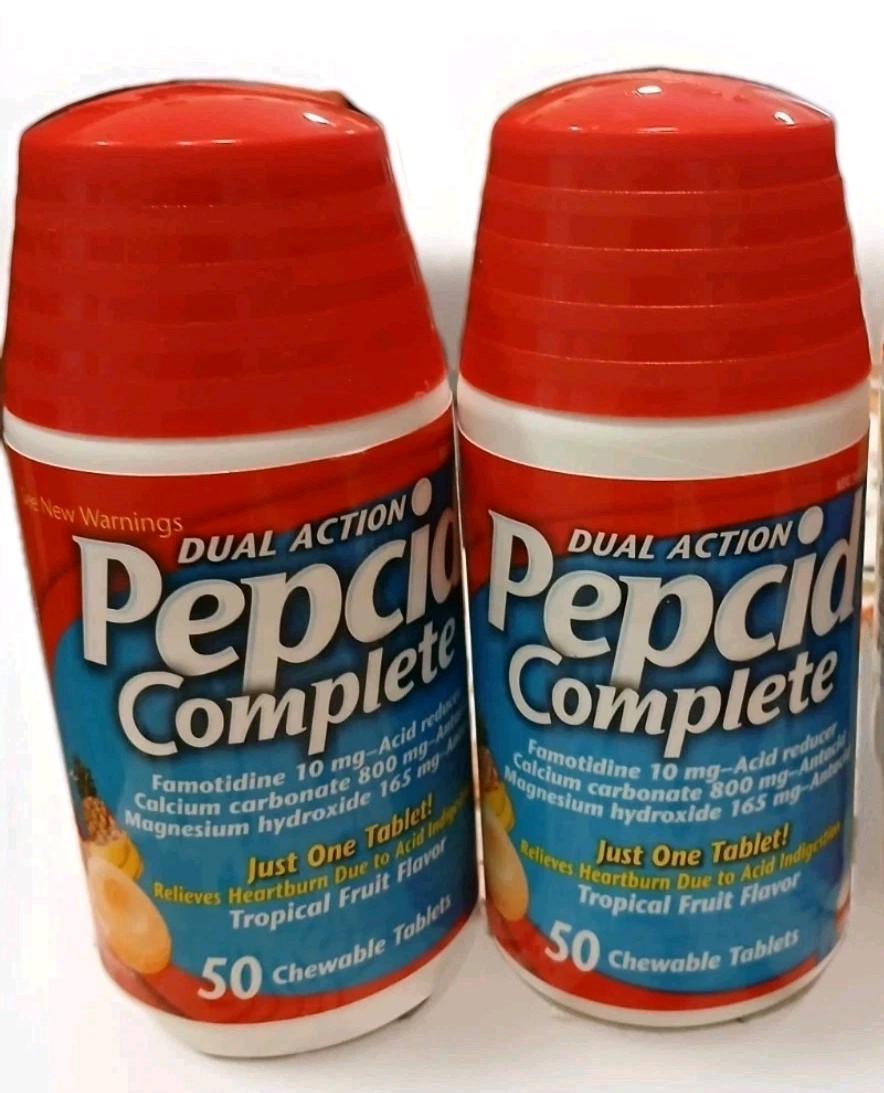 Pepcid Dual Action Complete Tropical Fruit Flavor 50 X 2 = 100 Chewable Exp 2028
