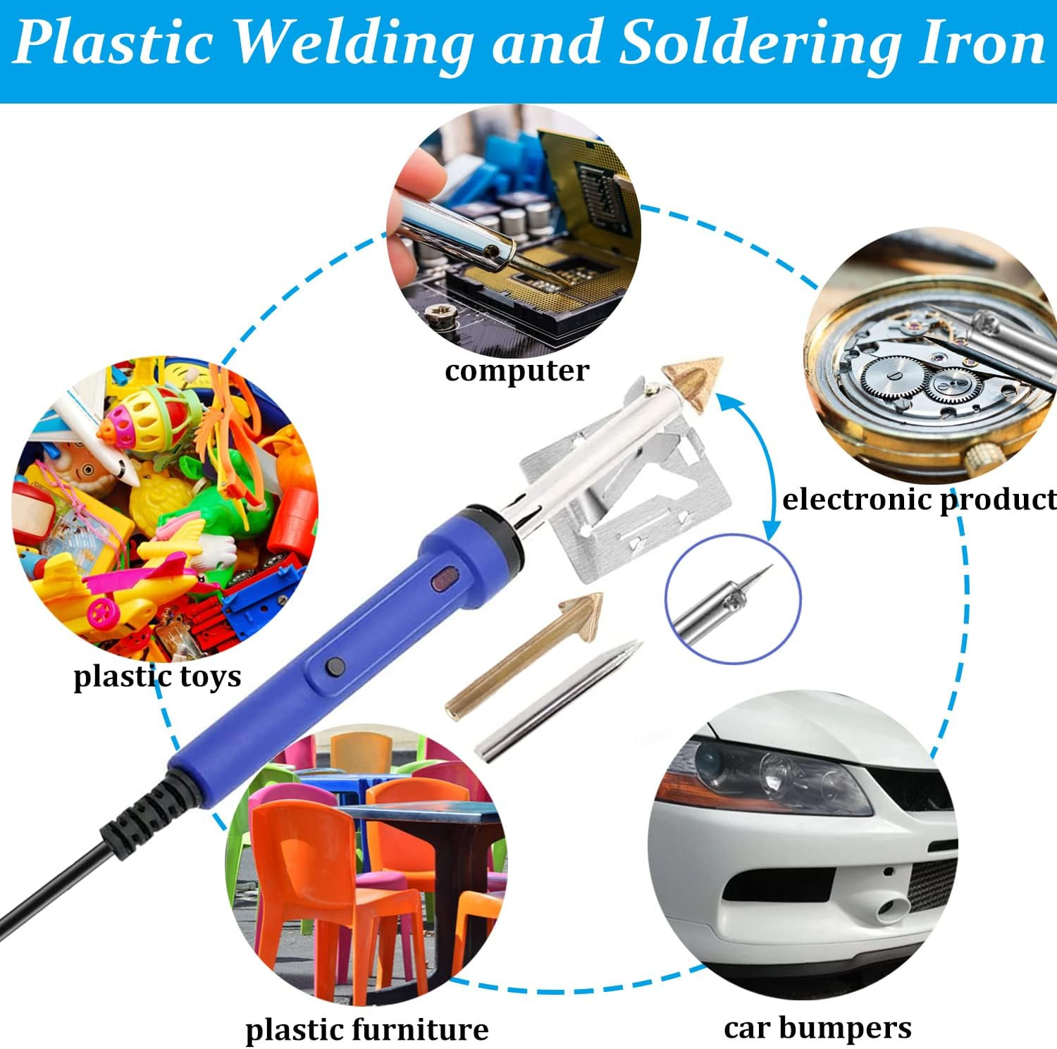 100W Plastic Welding Kit 2 in 1 with 121Pcs Rods | Professional Surface Repair T