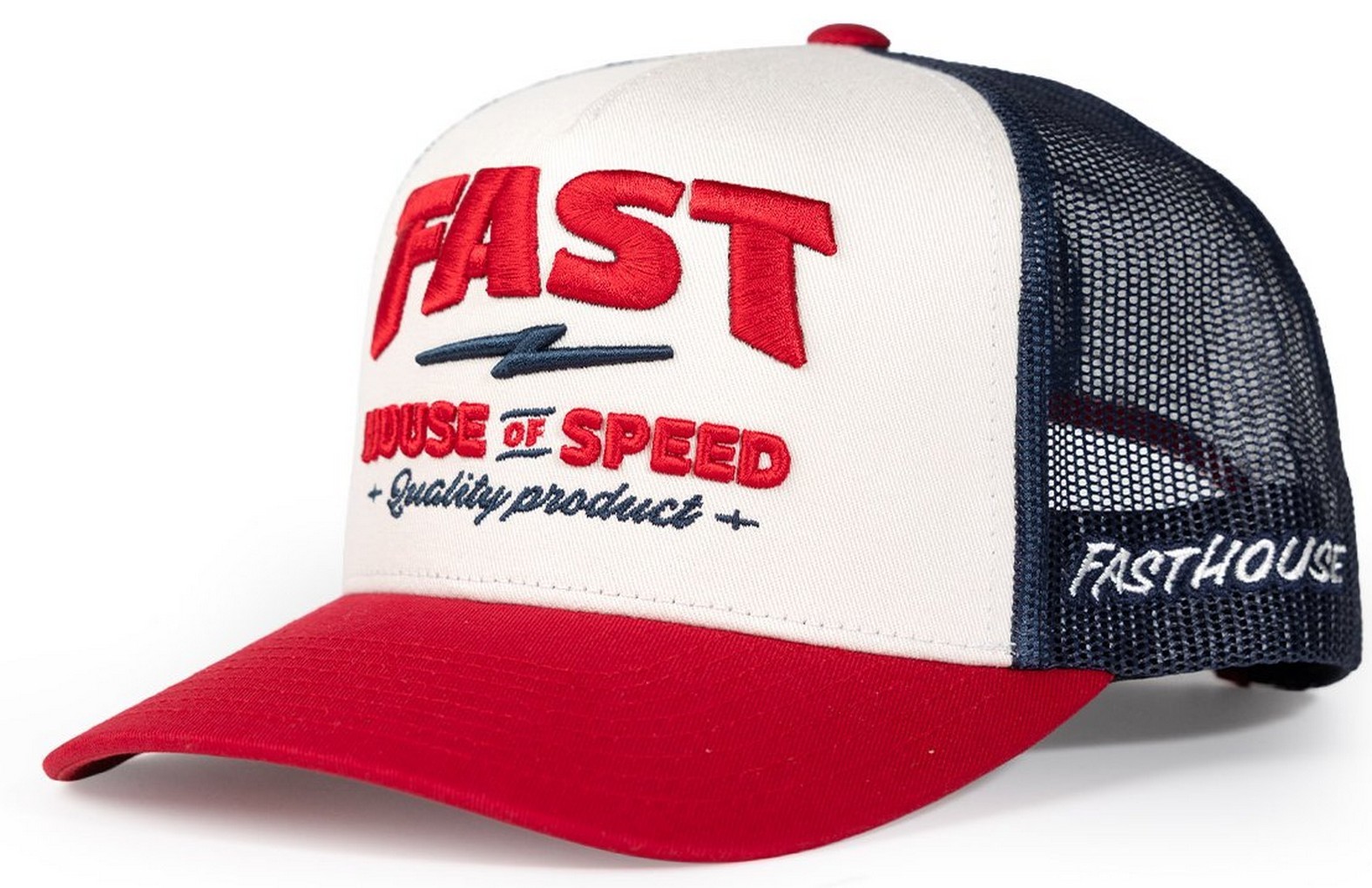 Fasthouse House of Speed Snapback Hat White/Red