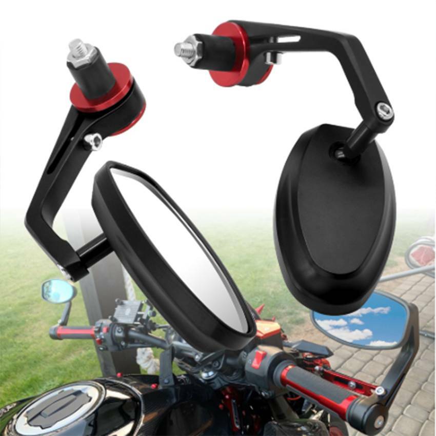 1 Pair 7/8" 22mm Motorcycle Rear View Black Handle Bar End Side Rearview Mirrors