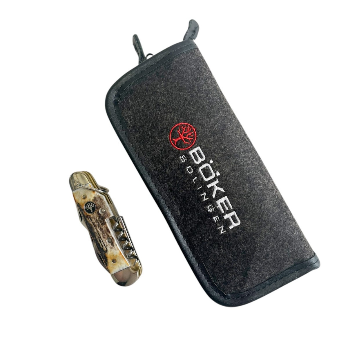 Boker Camp Knife Stag Pocket 3.46" Blade 4034 Slipjoint Corkscrew 110182HH