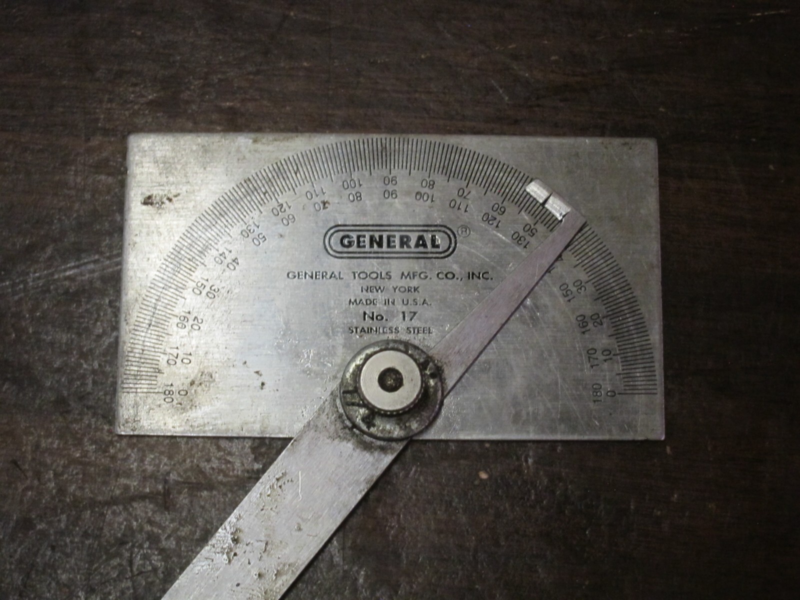 General Tools 17 Heavy Duty Square Head Steel Protractor, NOS!