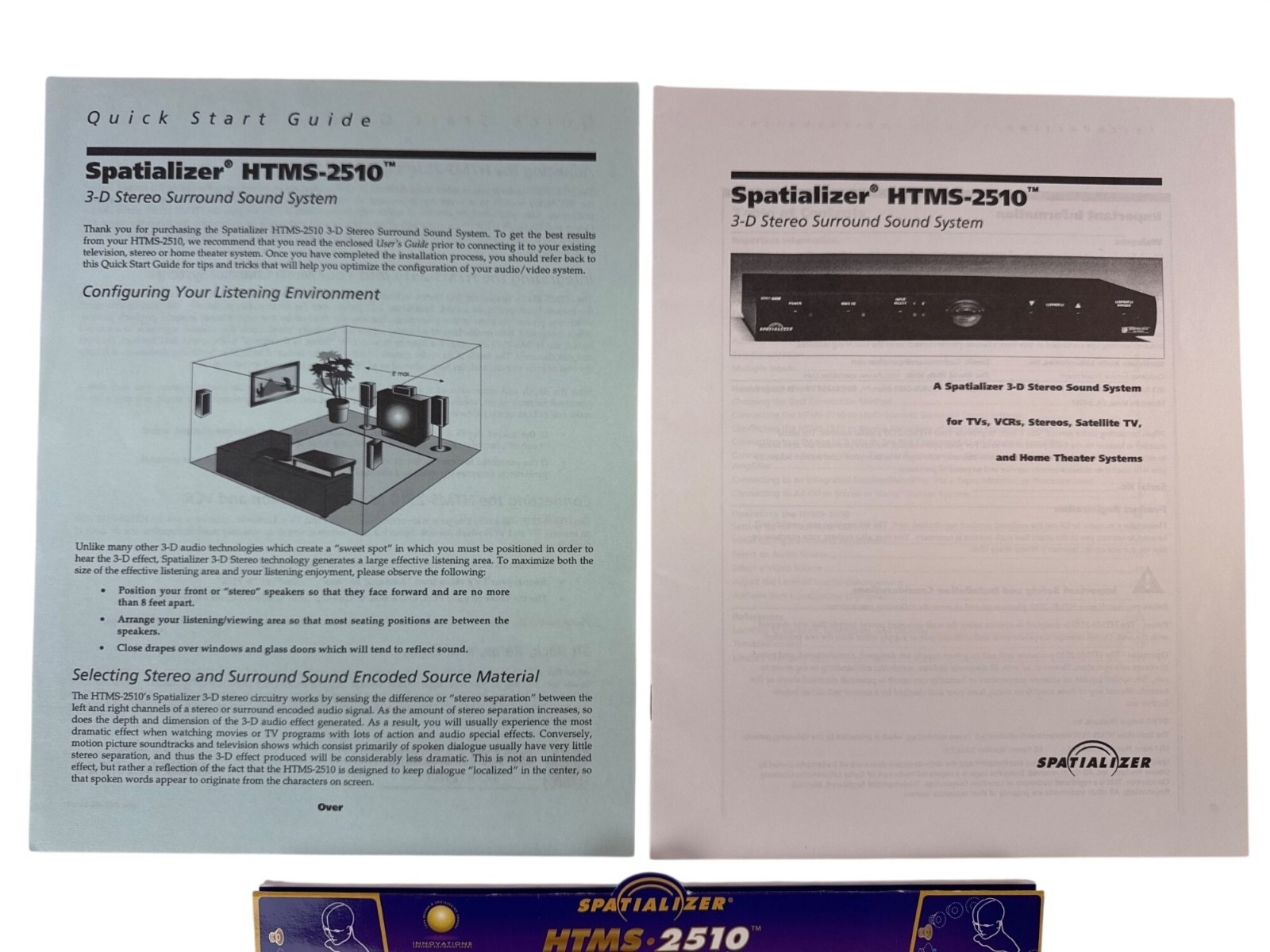 Spatializer HTMS-2510 3D Stereo Surround Sound System Manual & Quick Start Guide