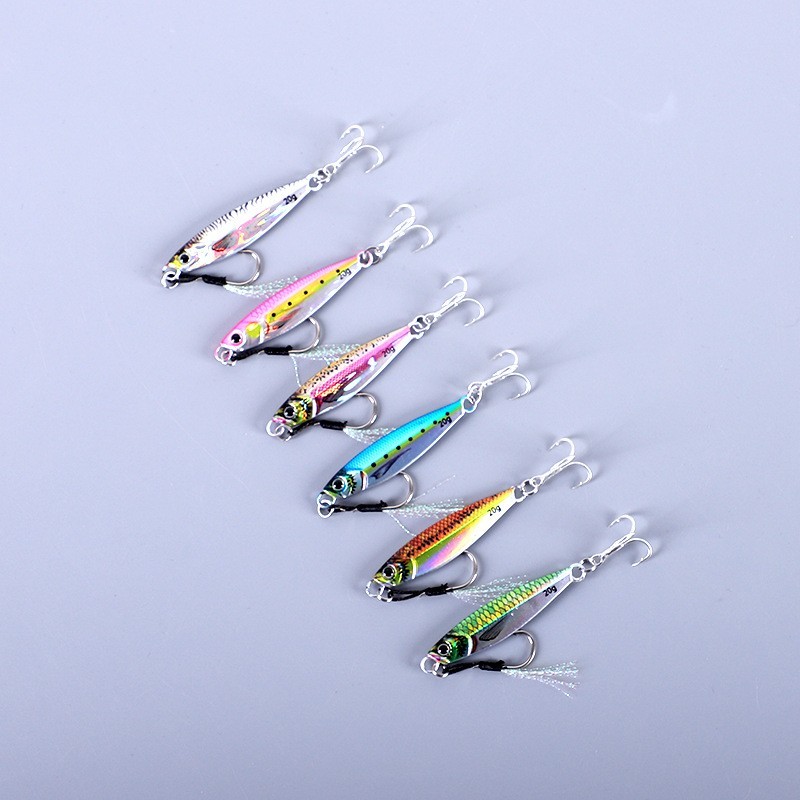 6pcs 7-80g Metal Jig Jigging Spoon Lure Vertical Jig Long Casting Saltwater Lure