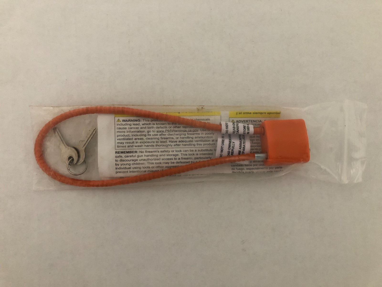 Regal Safety Gun Cable Lock With Keys R15SC3 4135-01T Orange Brand New