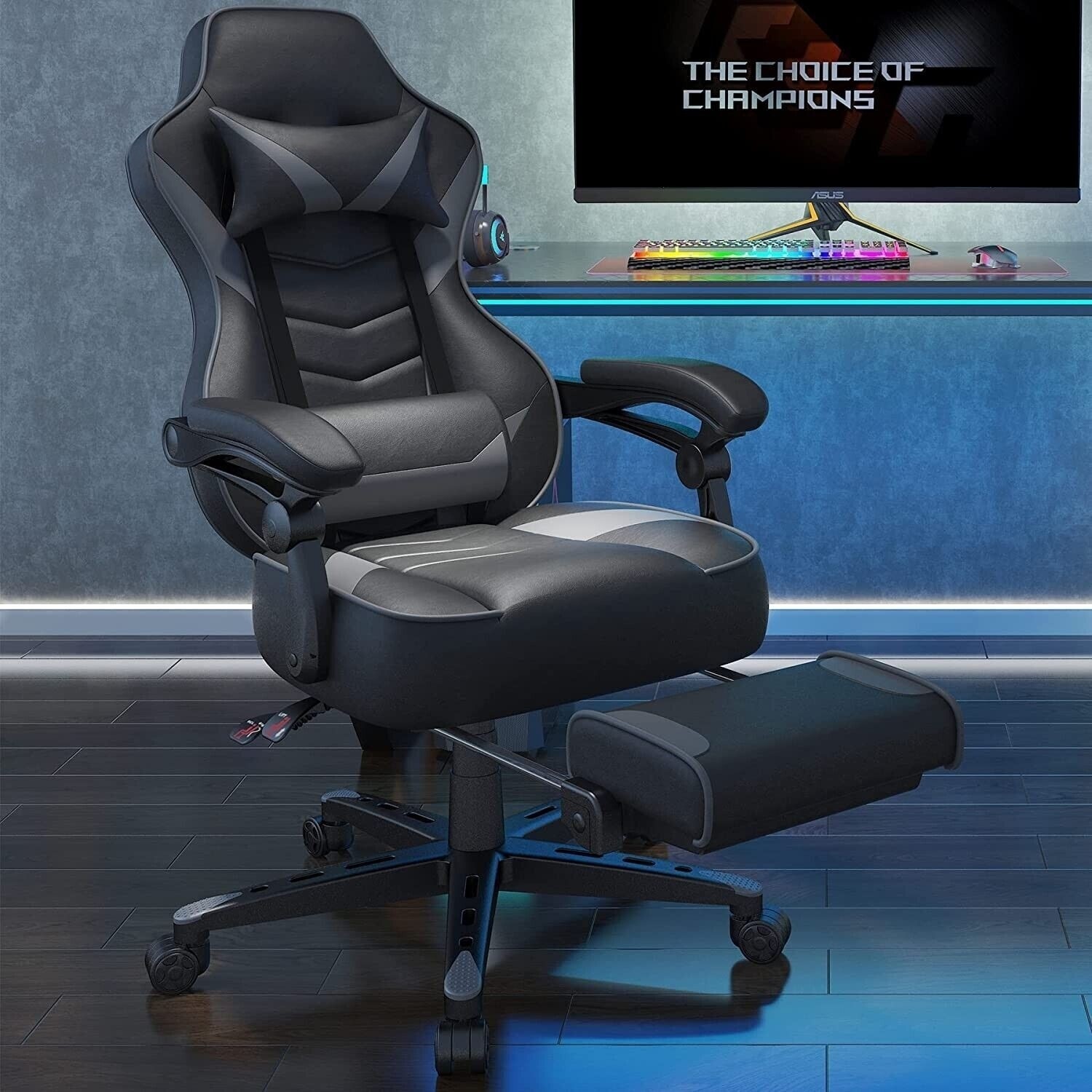 ELECWISH Swivel Recliner Gaming Chair Ergonomic Office Seat with Lumbar Support