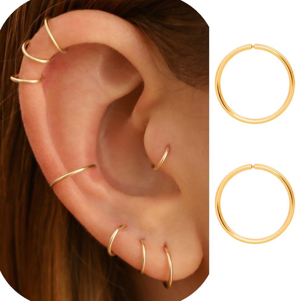 Super Tiny Small Hoop Earrings for 5mm 20 gauge / 1 Pair, 14K Gold Filled