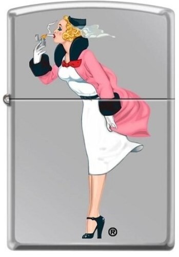 Zippo Iconic Vintage Windy Girl White Skirt Fuzion High Polish Chrome Custom NEW