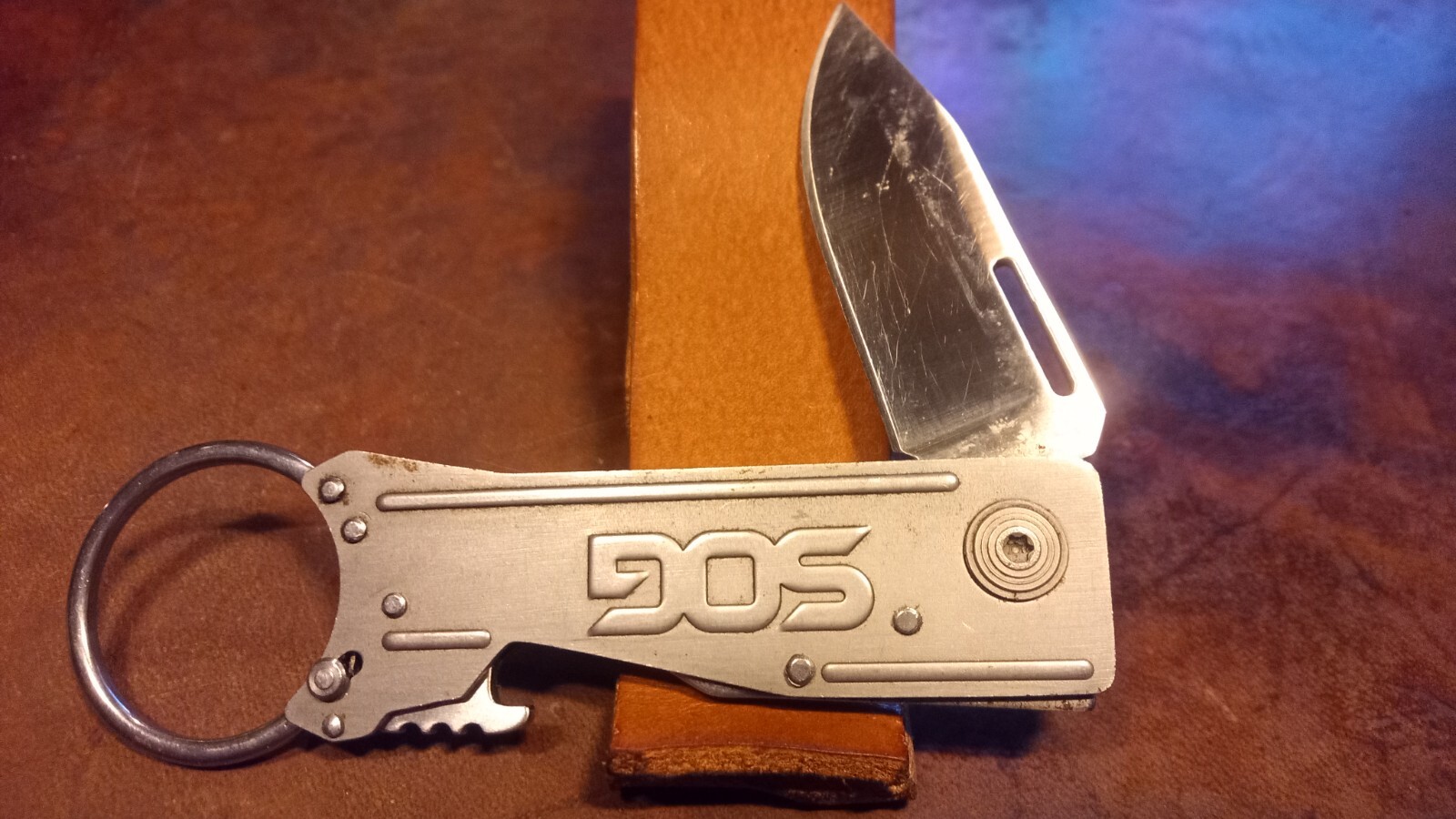 SOG KeyTron Keychain Folding Knife 1.8" Satin Plain Blade, Stainless