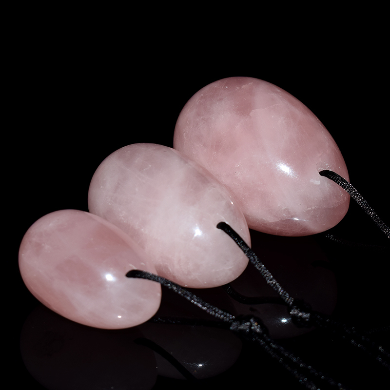 set of three,Natural Rose Quartz carved yoni eggs,vagina Exercise,Health care
