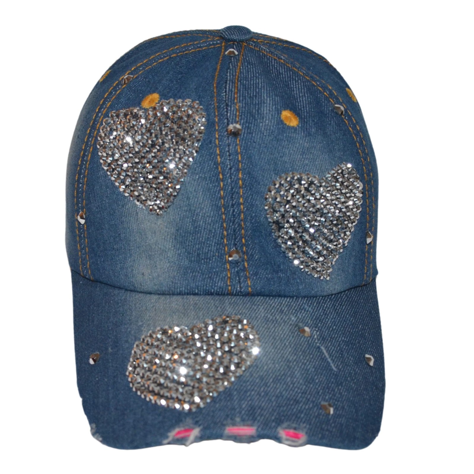 Popfizzy Bling Hat with Hearts for Women and Girls, Rhinestone Heart Hat,...