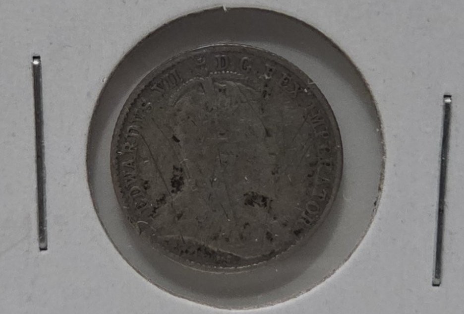 1905 Canada 5 cents coin Silver ASW 0.0346