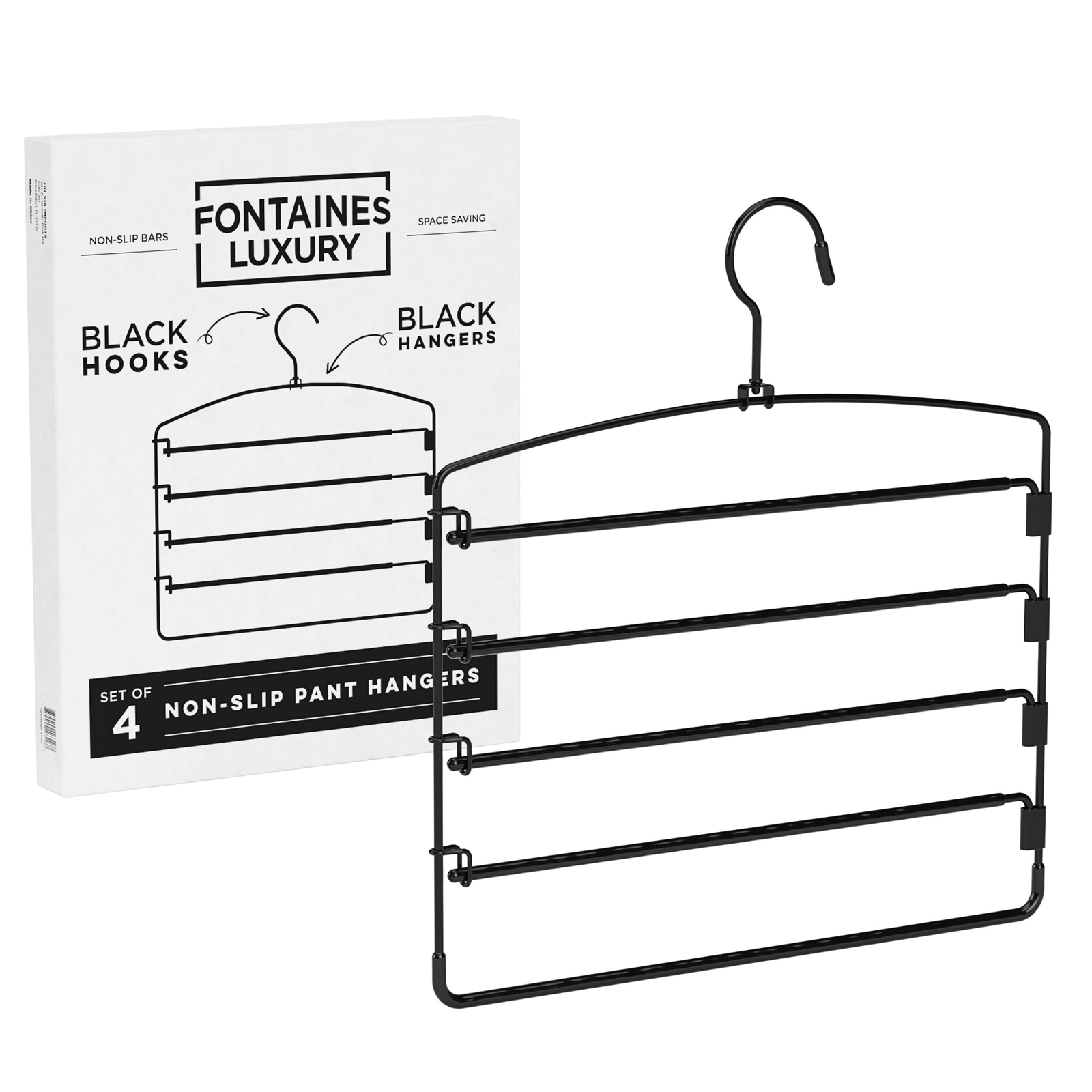Pants Hangers 4 Pack 5 Tier Heavy Duty Metal Space Saving