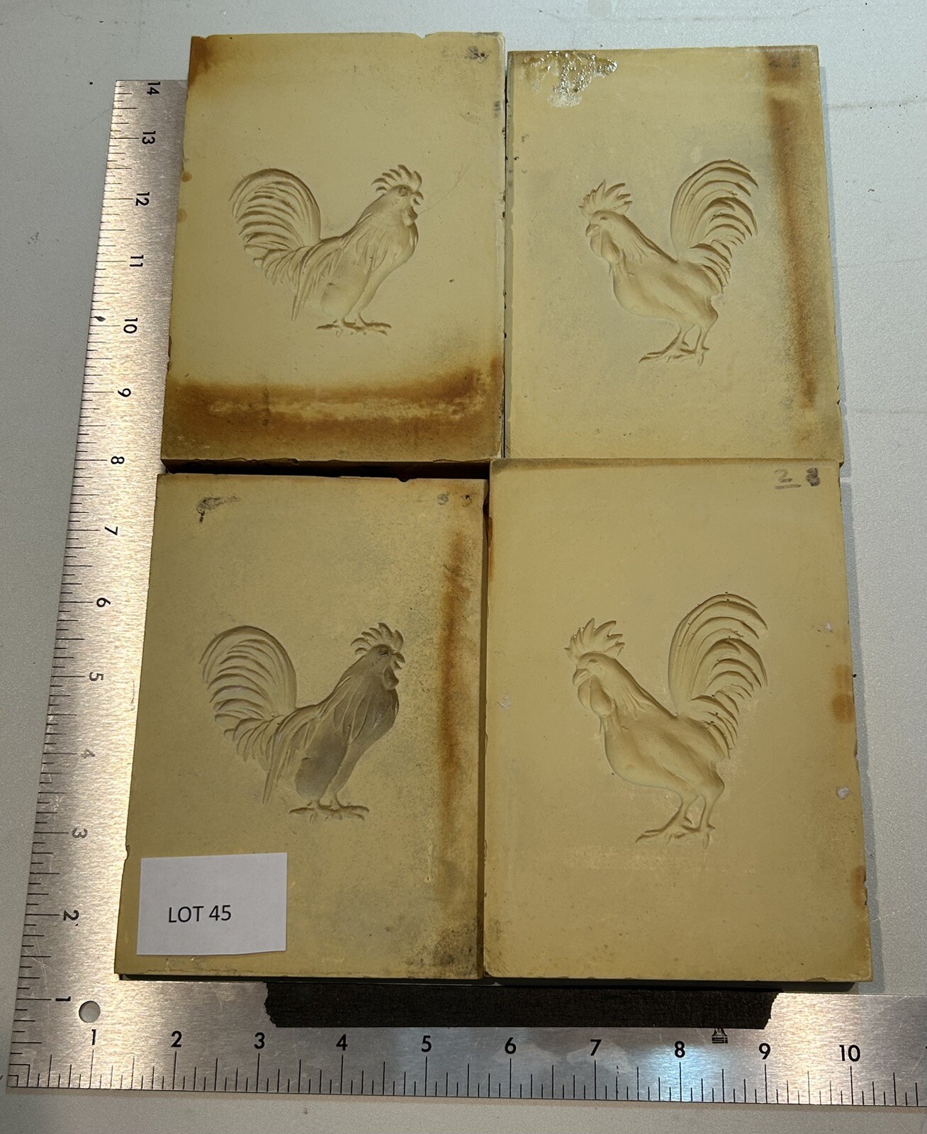 Roosters Paper Casting. clay, air dry clay Molds set of 4  #45