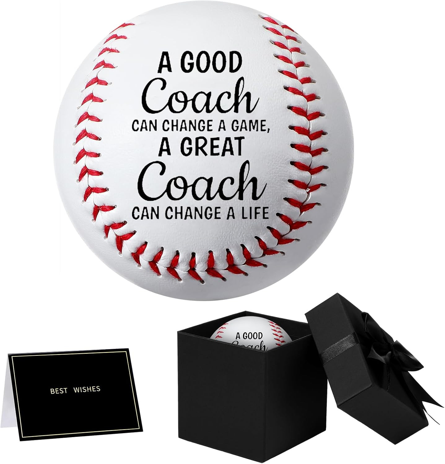 Best Baseball Coach Gift Set Include 9 Inch Printed Leather Baseball Greeting Ca