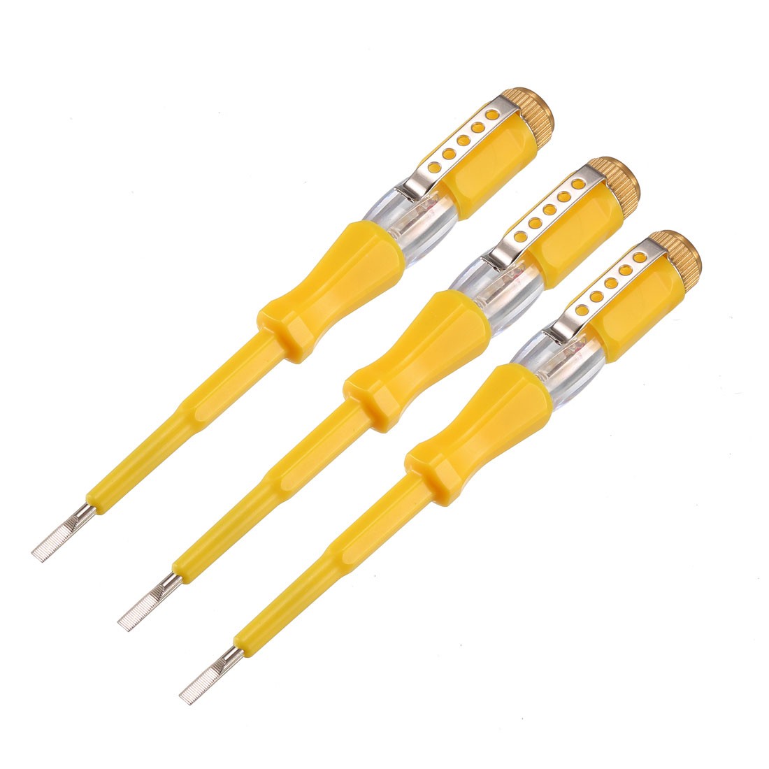 Voltage Test Screwdriver 100-500V Slot Neon Tube Tester Electroprobe Yellow 3PCS
