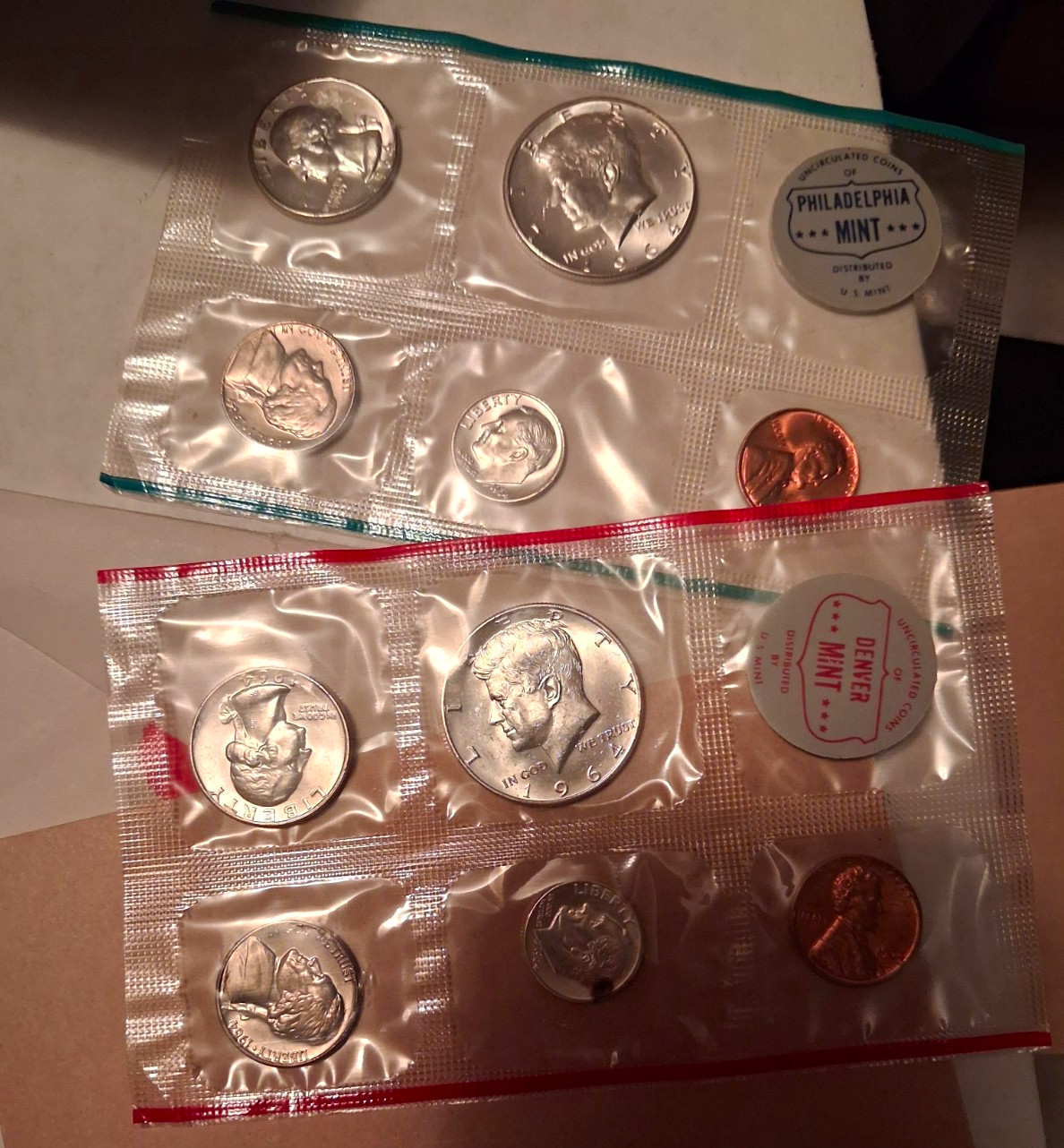 1964 U.S. Mint Set Uncirculated Business Strike Coins Philadelphia & Denver