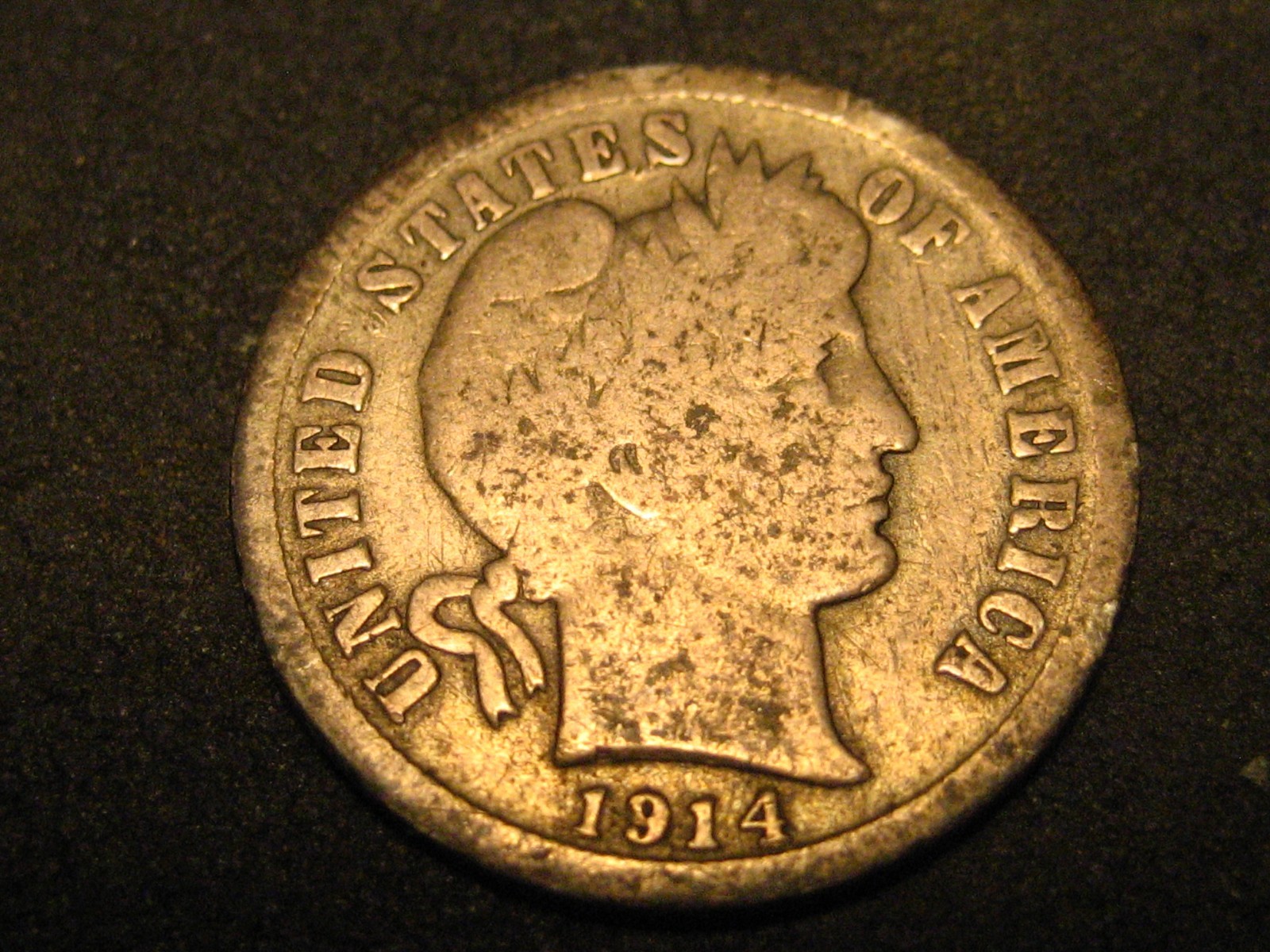 1914-S 90% Silver Barber Dime Good #1