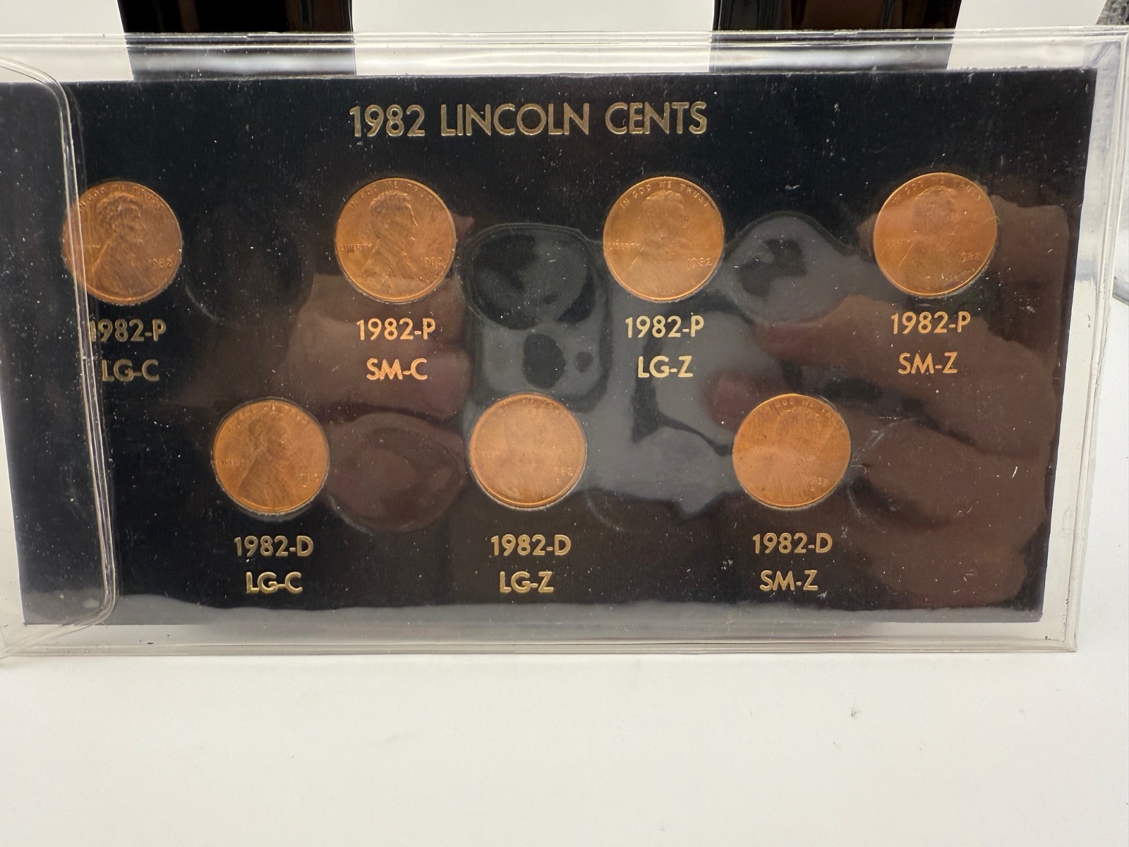 7 Piece 1982 Lincoln P/D Cent Uncirculated Collection LG C SM C LG Z SM Z