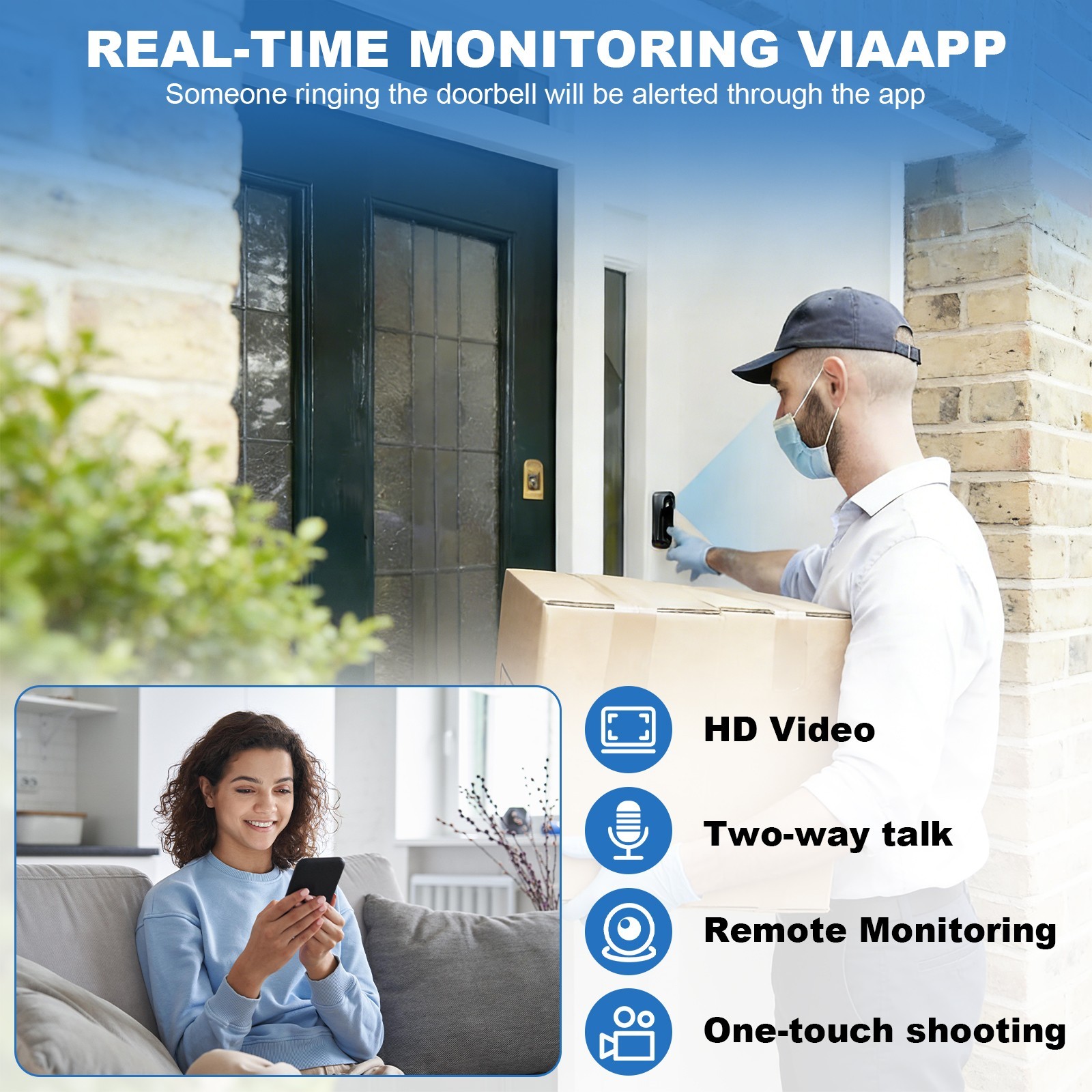 Smart Wireless WiFi Doorbell Camera Phone Door Ring Video Intercom Security Bell