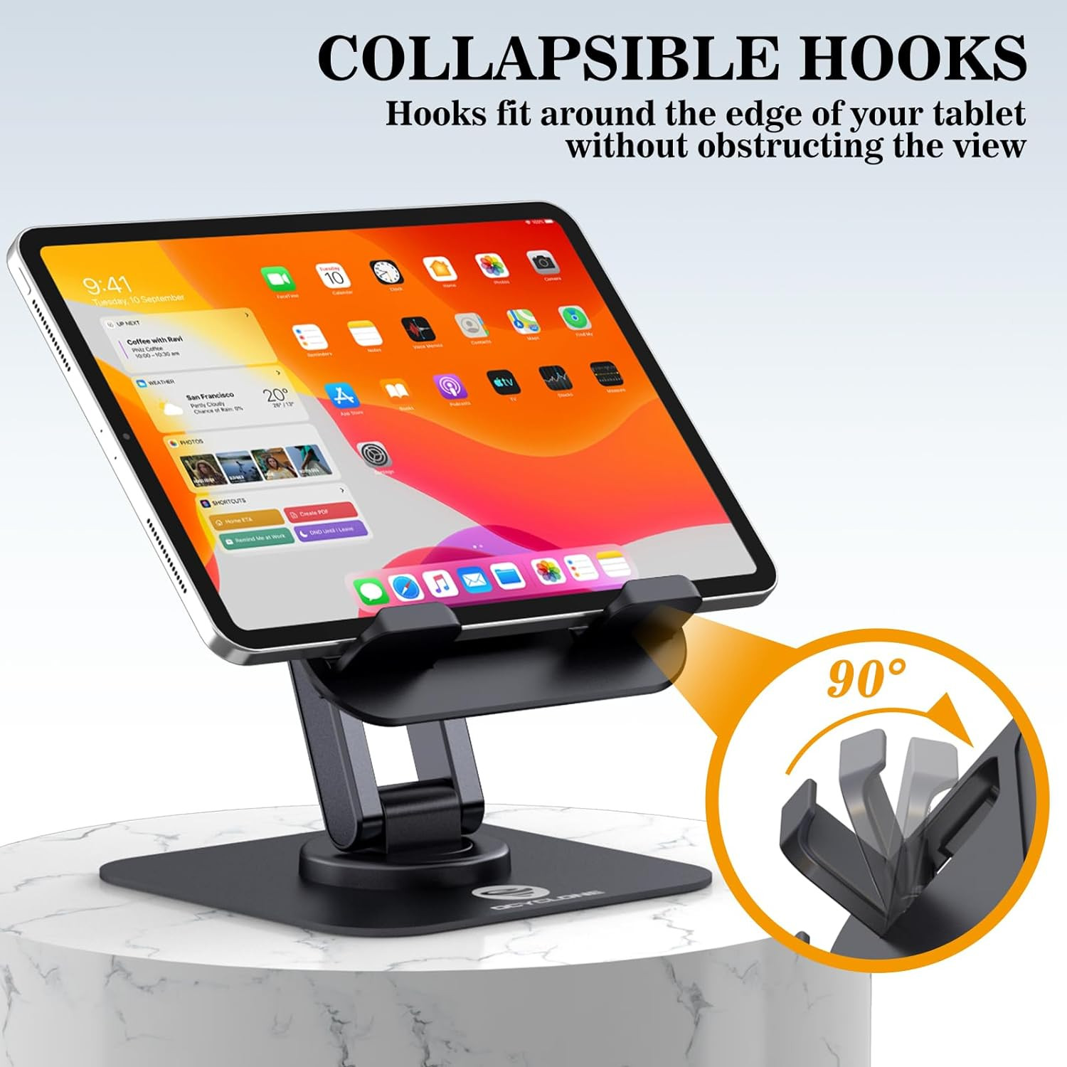 Ipad Stand, 360° Rotating Adjustable Foldable Ipad Tablet Stand Holder for Desk