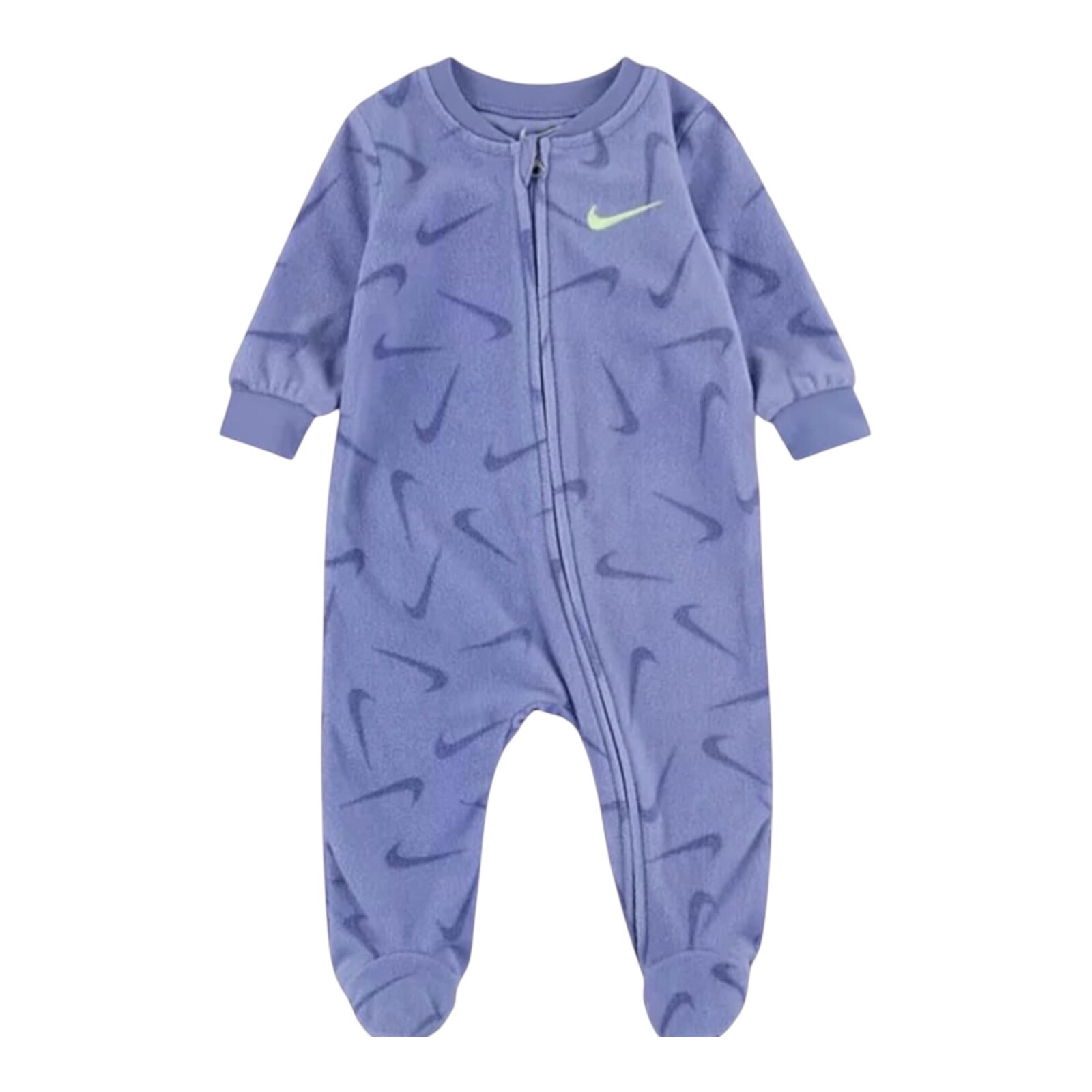 Nike Baby Girl All Over Swoosh Fleece Sleep & Play Lavender NB–6M NWT