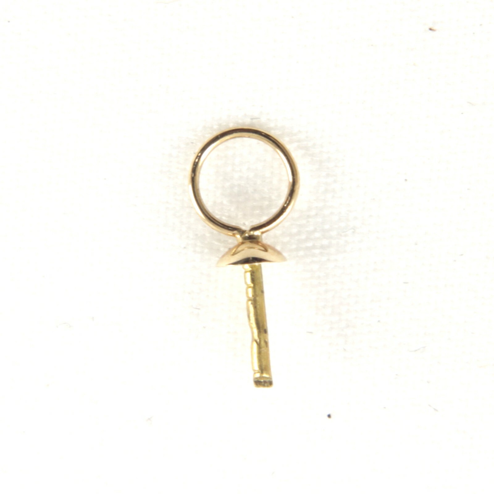 14k Solid Yellow Gold Eye-Pin 4.5mm Ring with Plain Pad Findings Good for DIY