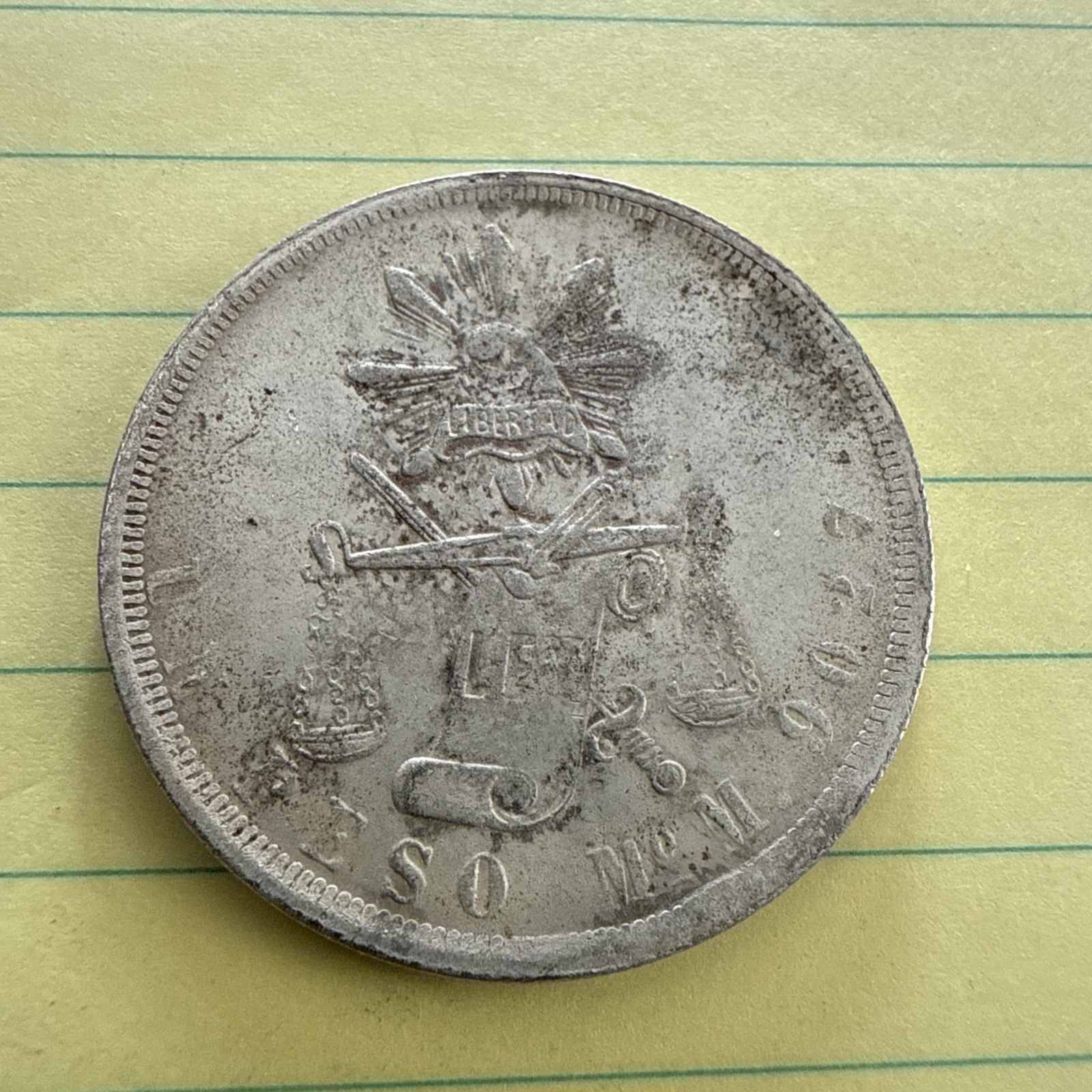 1872 Un Peso Mo M Mexico. 902.7