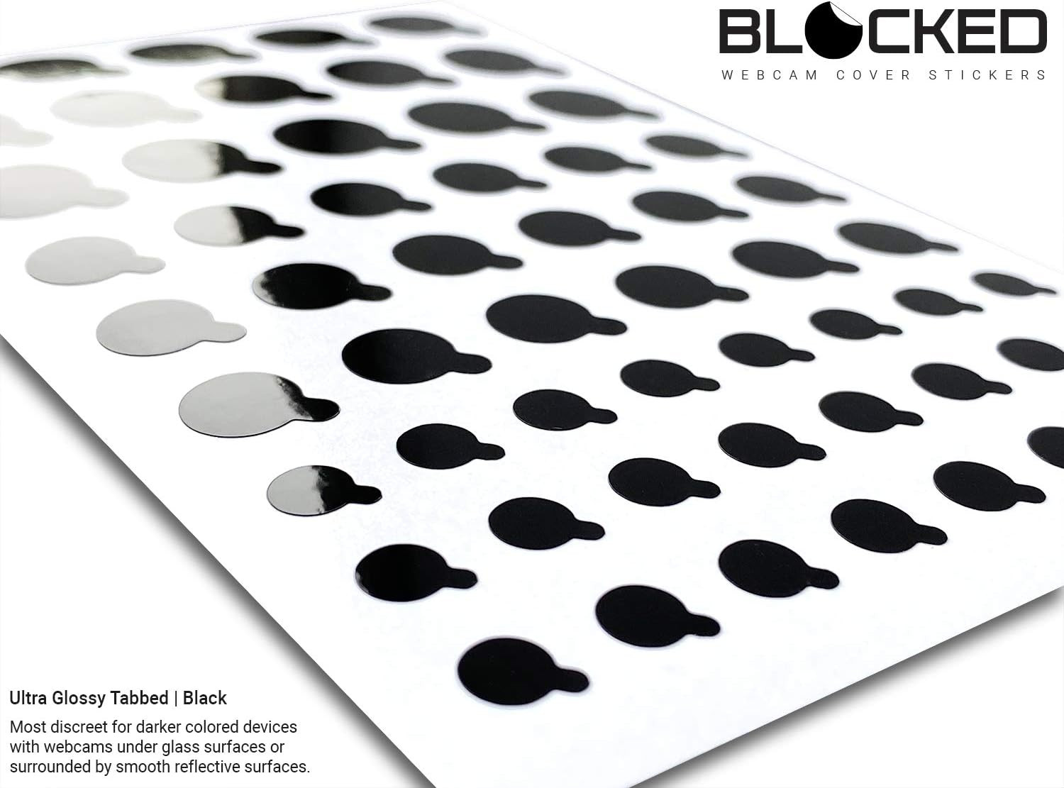 Original Vinyl Webcam Cover Stickers | 57 Tabbed Restickable & Stackable Privacy