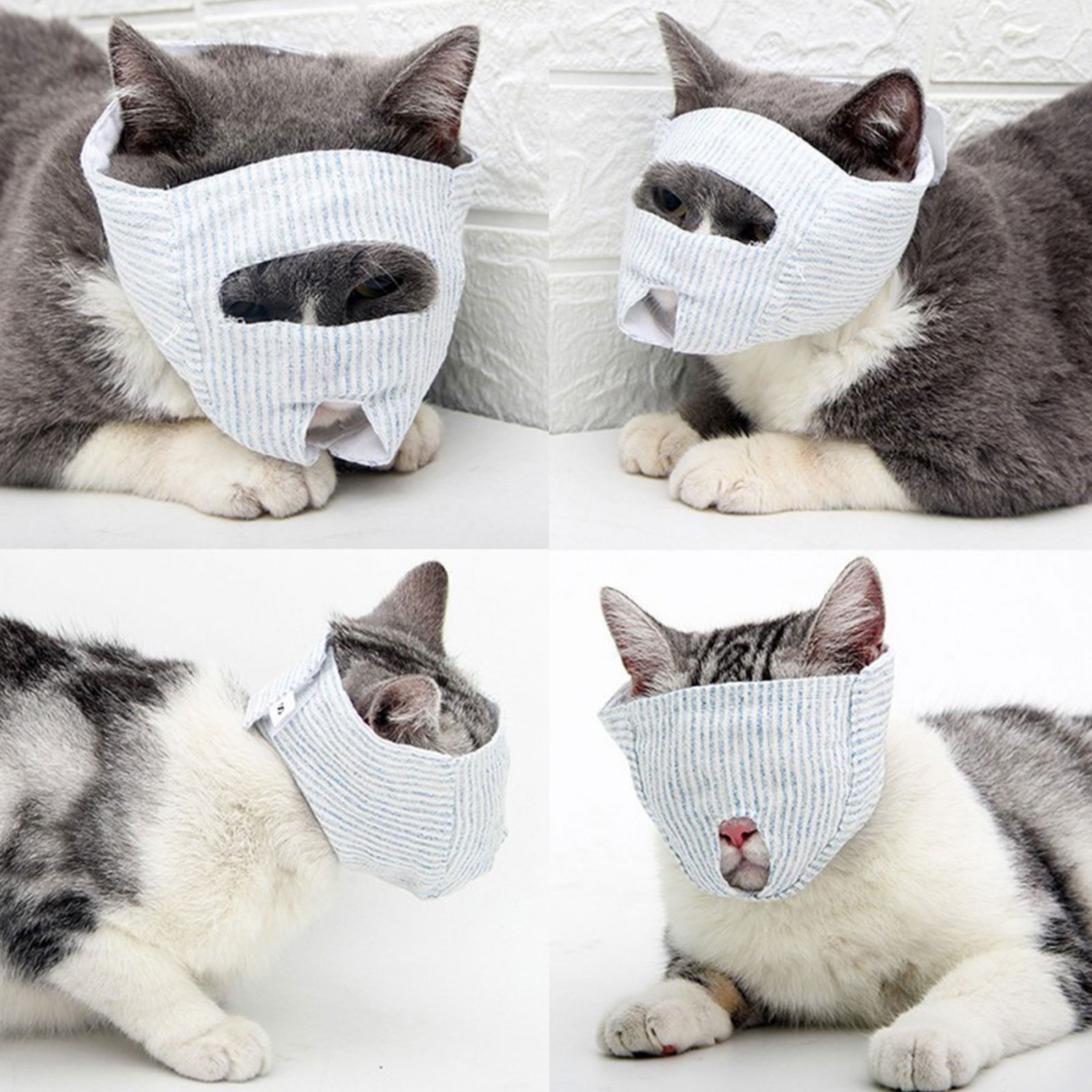 Pet Cat Muzzle Anti-Bite Protective Cover Eye Mask Mouth Cover Breathable Hood