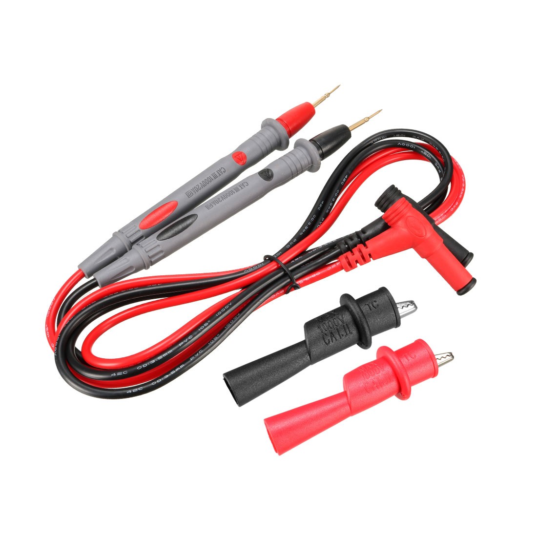Multimeter Test Leads Banana Plug w Copper Probe Alligator Clips 20A,4-in-1 Set