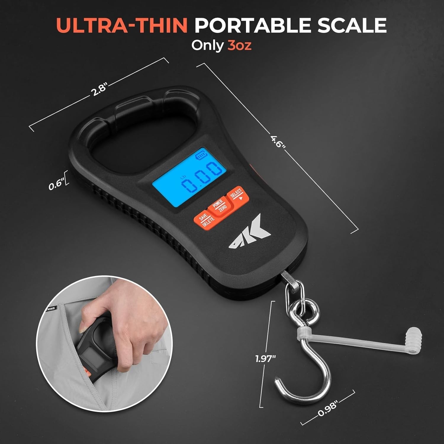 Compact ToughTide Digital Fish Scale - 65lb Capacity with Memory Function & LCD