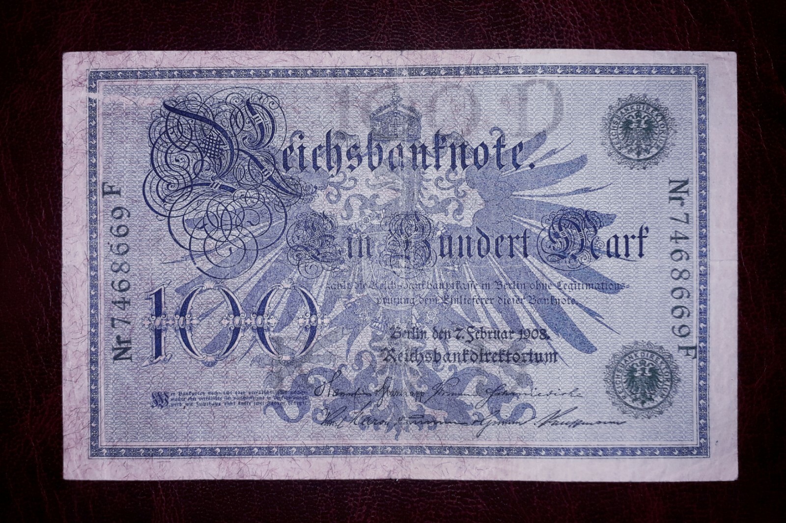 Germany 100 mark banknote,1908year,normal condition