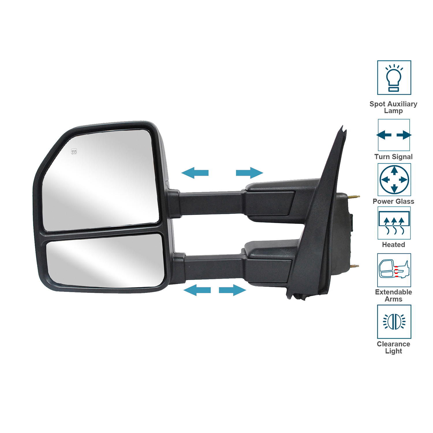 Towing Mirror Power Heated For 2017-2020 Ford F-250 F-350 Super Duty Driver Side