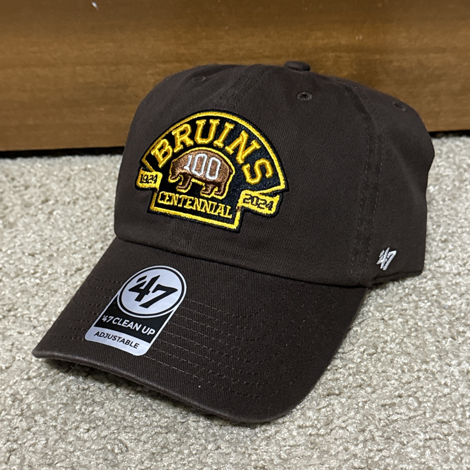 '47 Brand Clean Up Boston Bruins Centennial 100th Adjustable Strapback Hat Cap