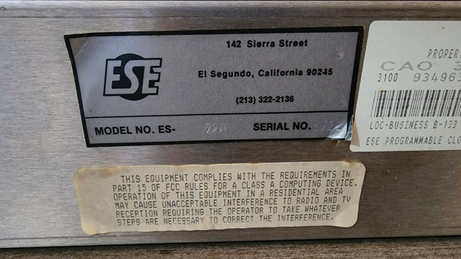 ESE Model ES-720 Clock Radio