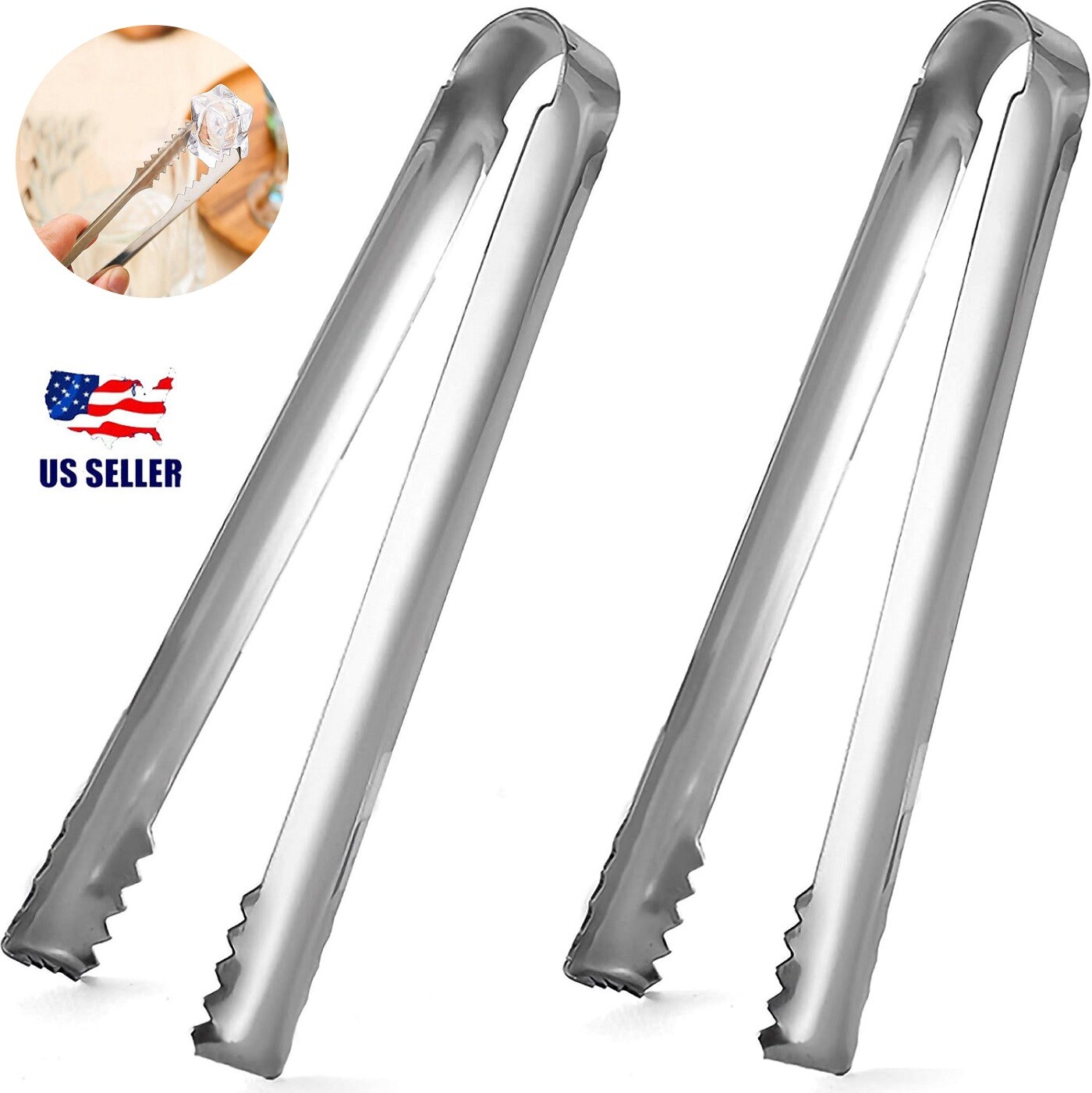 2Pcs 6.3 Inch Stainless Steel Serving Tongs Small Buffet Tongs for Cooking Toast