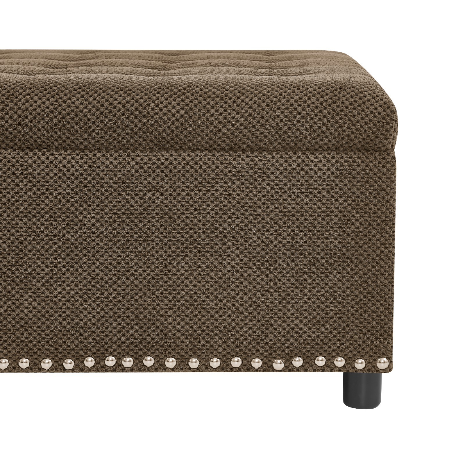 Tufted Storage Ottoman with Nailhead Trim Square Upholstered Coffee Table