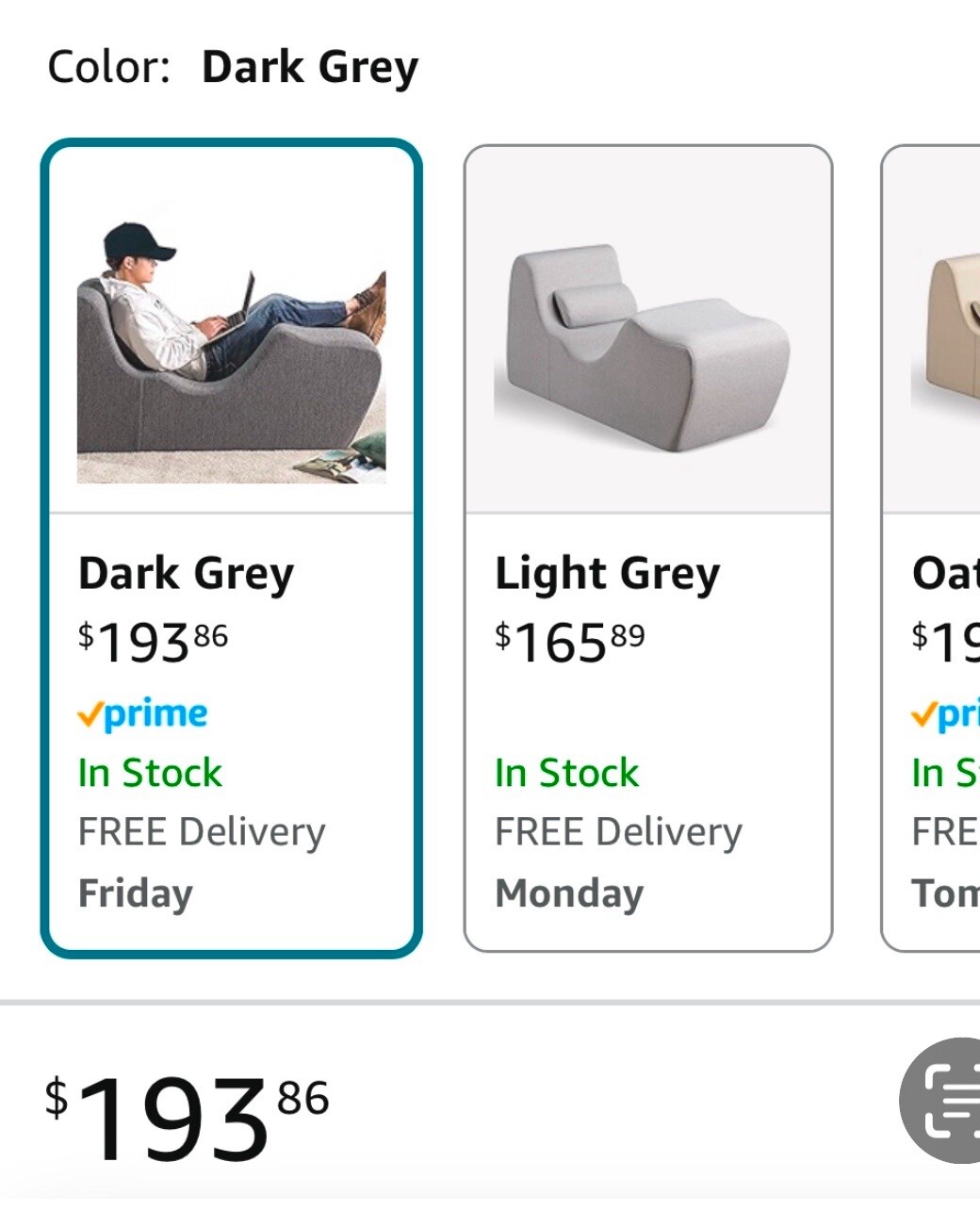 ZINUS Lotus Zero Gravity Chaise Lounger, Foam Recliner Ergonomic Dark Grey