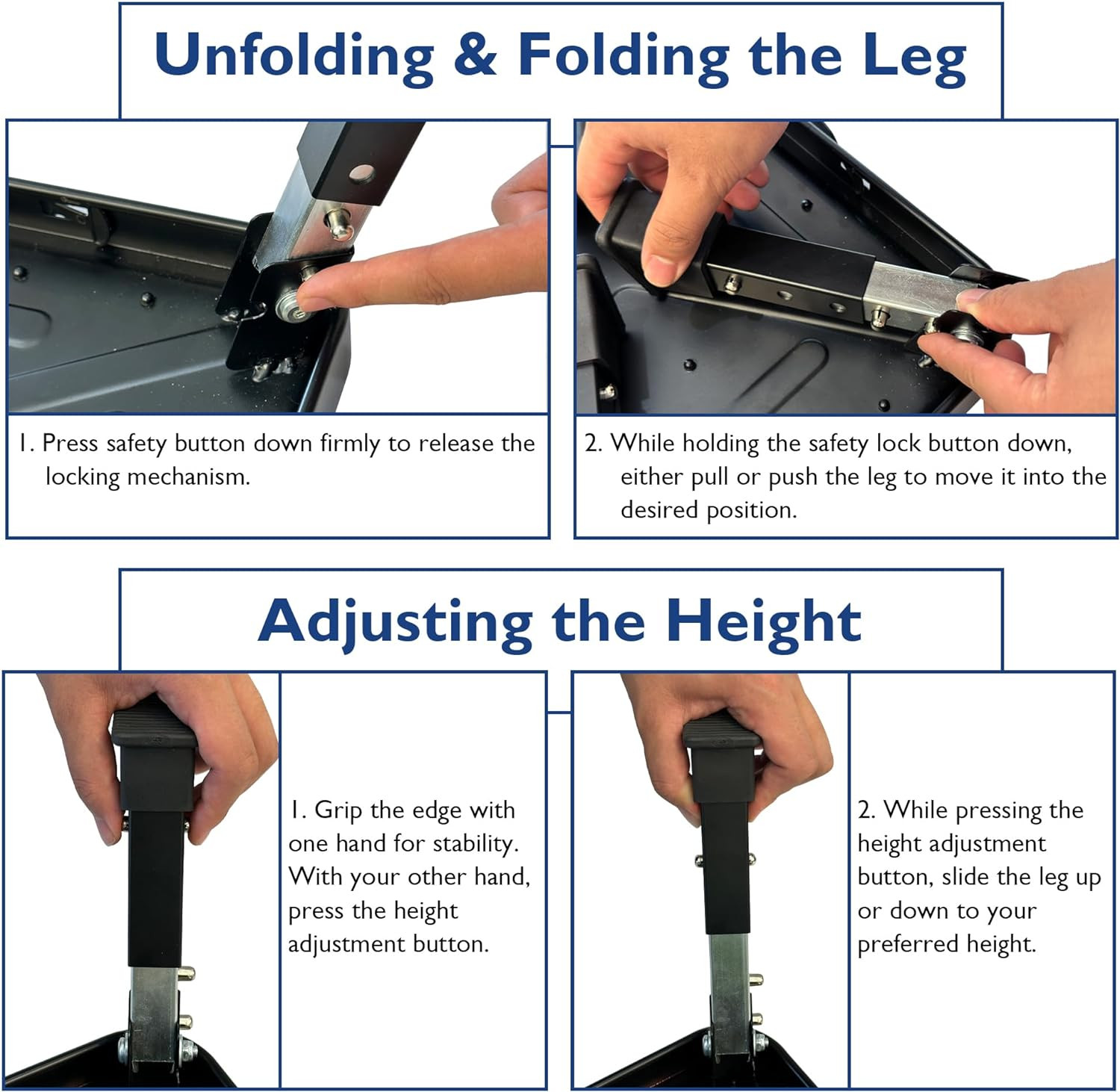 Folding Step Stool, 3-Level Adjustable Metal Step Stool, 330Lbs | Heavy Duty Fol