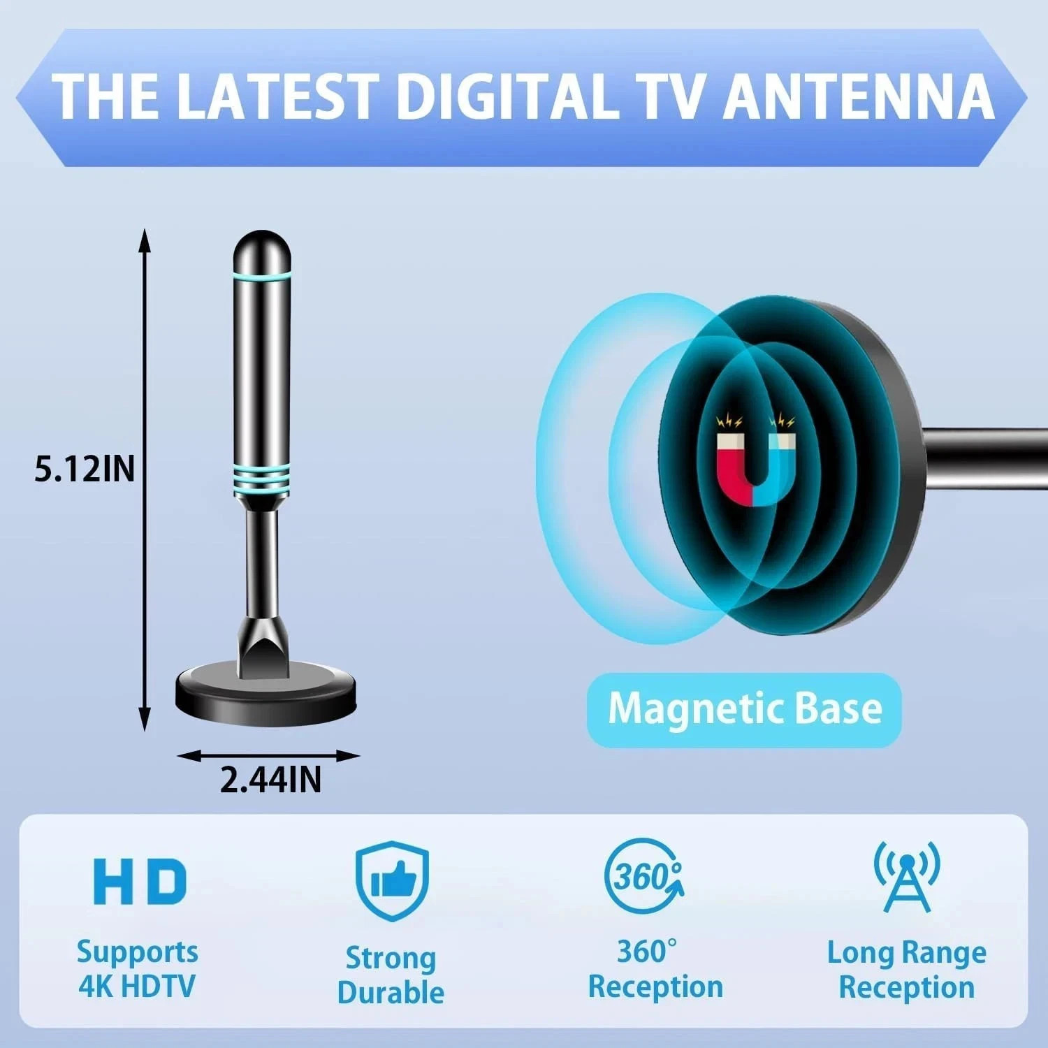 Antena De TV Television Digital Para TV Para Interior HD Canales Gratuitos 1080P
