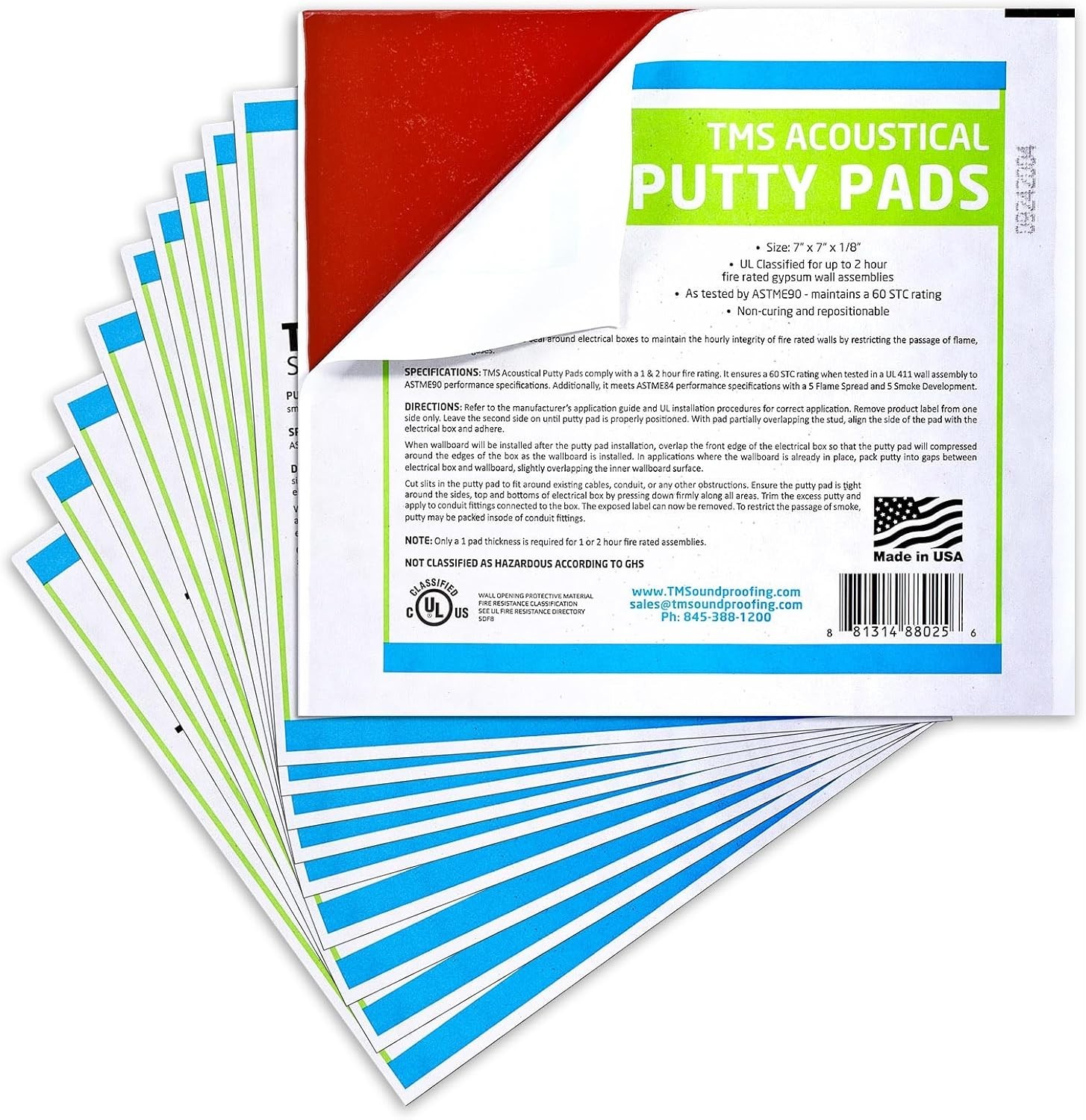 Acoustical Putty Pads - Moldable Soundproofing Pad - Fire Stop for Red