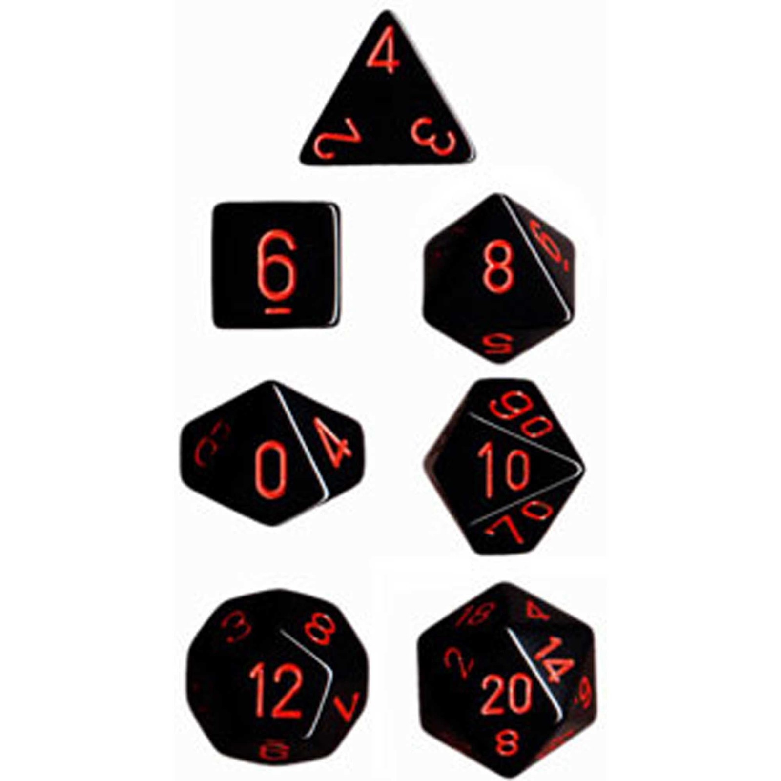 Polyhedral Dice: Opaque - Black with Red (7)