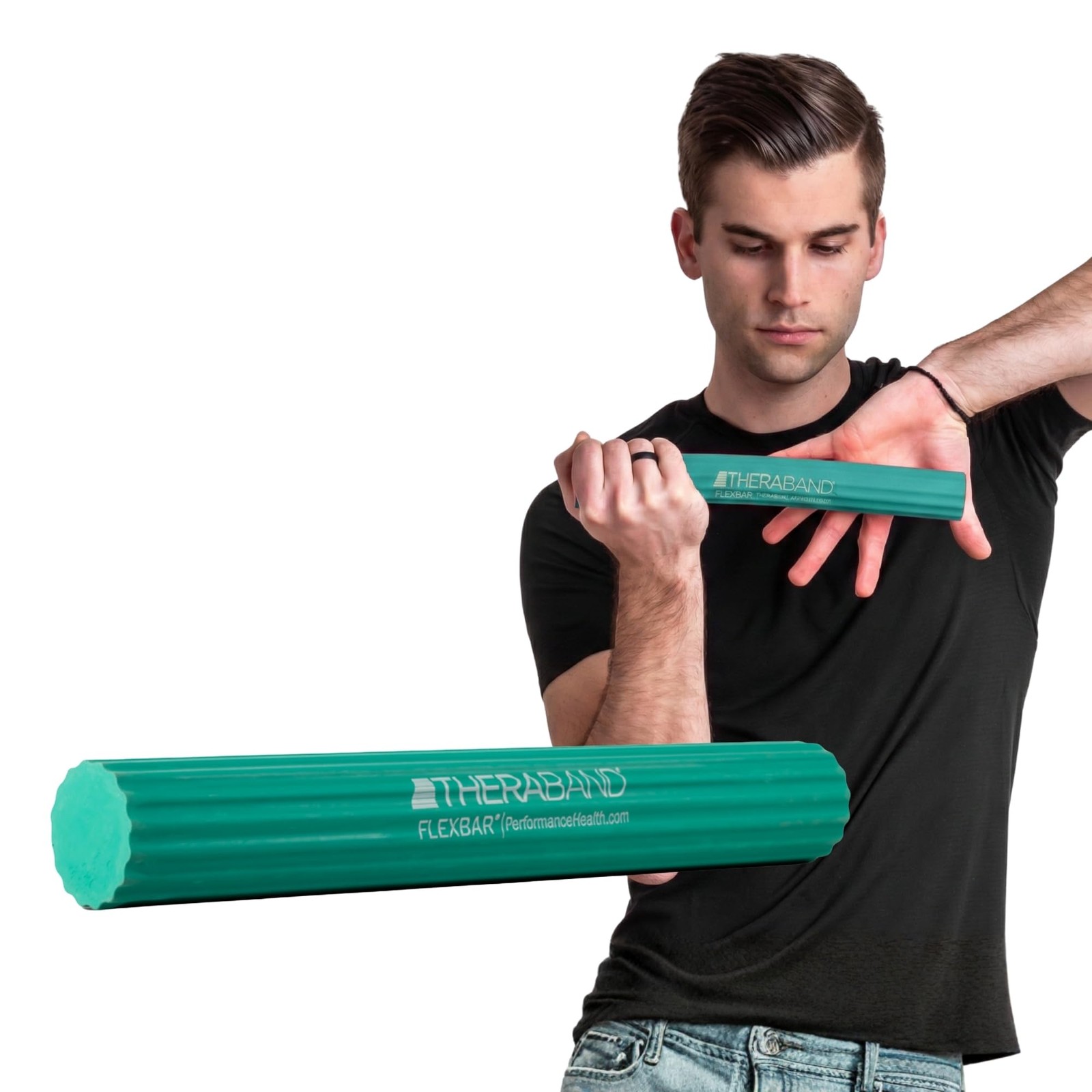 THERABAND FlexBar, Flex Bar, Physical Therapy, Tennis Medium, Green - Medium