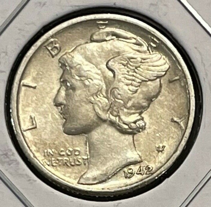 1942 P  Mercury Dime circulated 90% Silver XF Extra Fine to AU